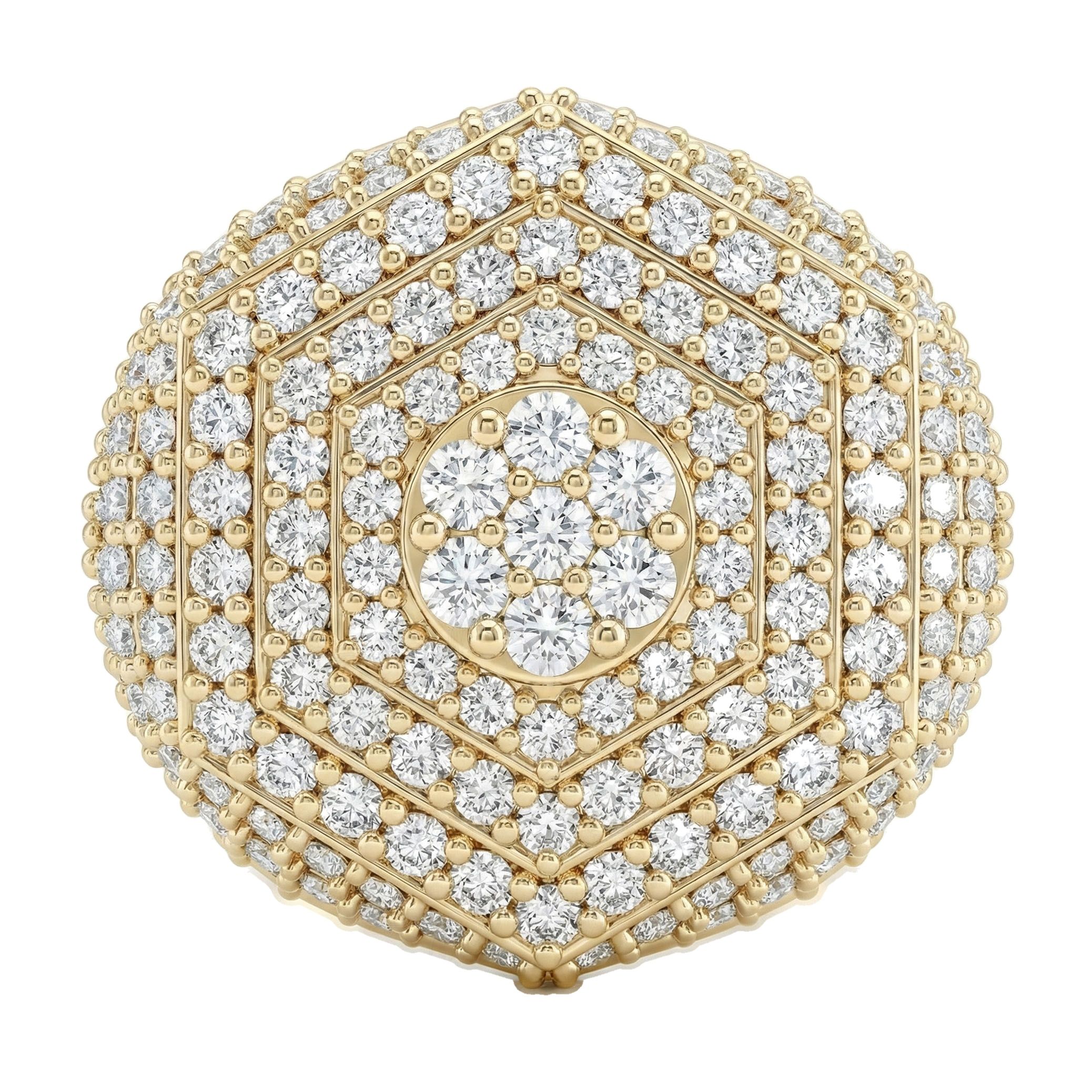 3.50 ct EF VS Lab Grown Diamond Mens Statement Ring in 10k Yellow Gold _ Sz1275 100933