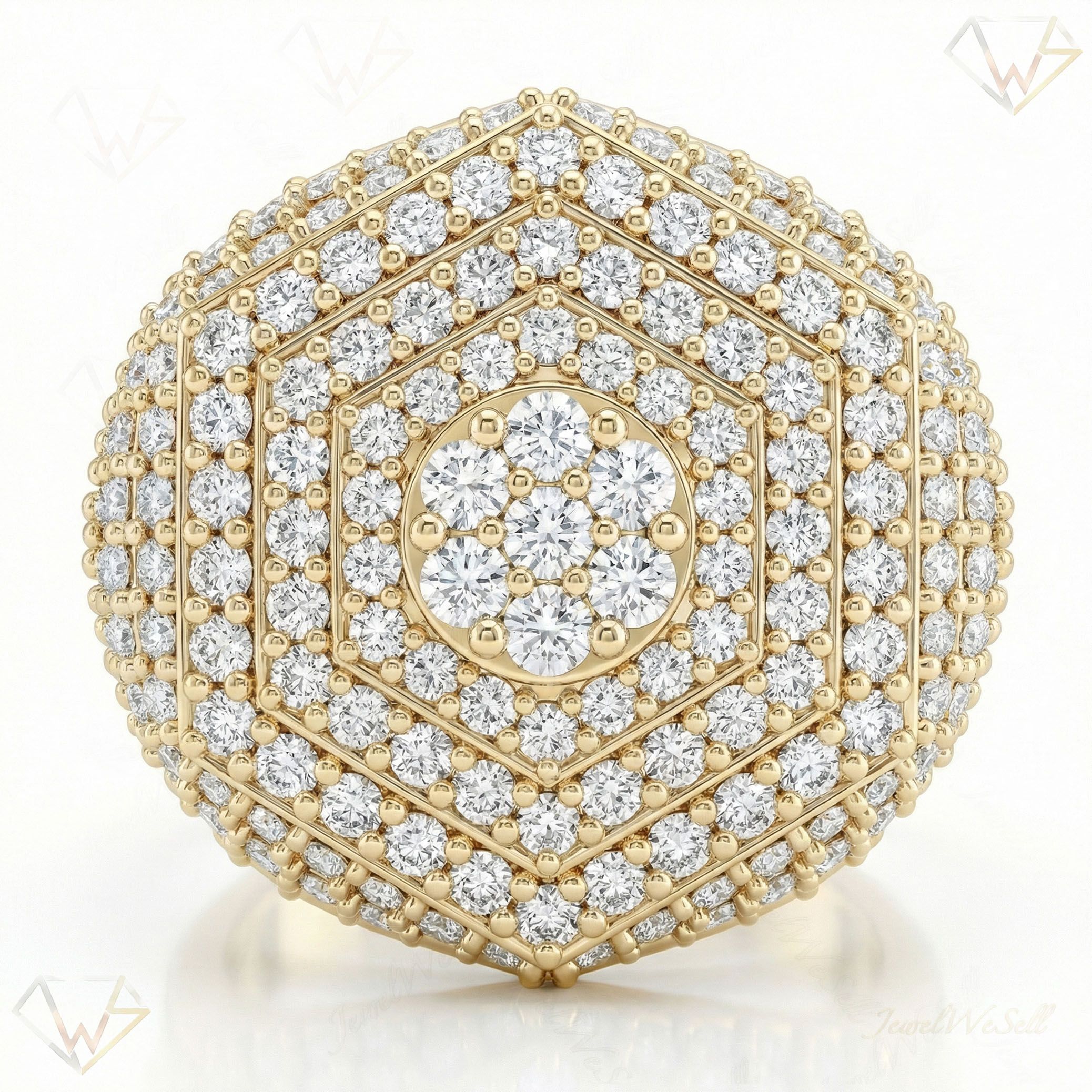 3.50 ct EF VS Lab Grown Diamond Mens Statement Ring in 14k Yellow Gold _ Sz1150 100933