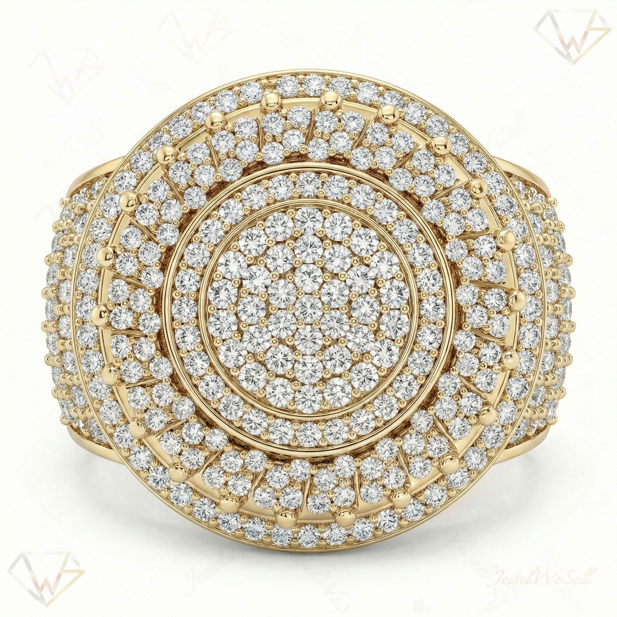 2.90 ct EF VS Lab Grown Diamond Mens Statement Ring in 14k Yellow Gold _ Sz0975 100938