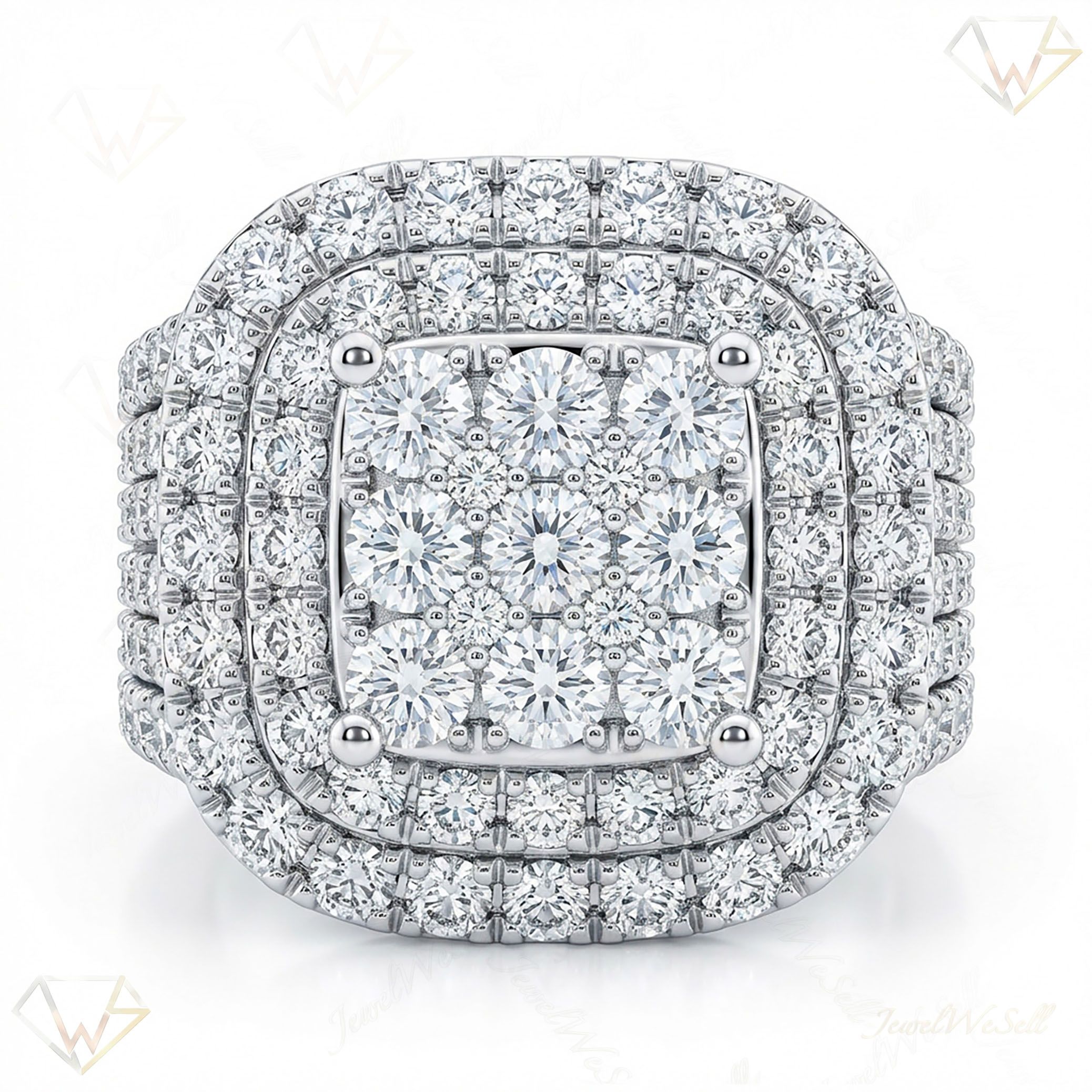 3.50 ct EF VS Lab Grown Diamond Mens Statement Ring in 14k White Gold _ Sz0600 100952