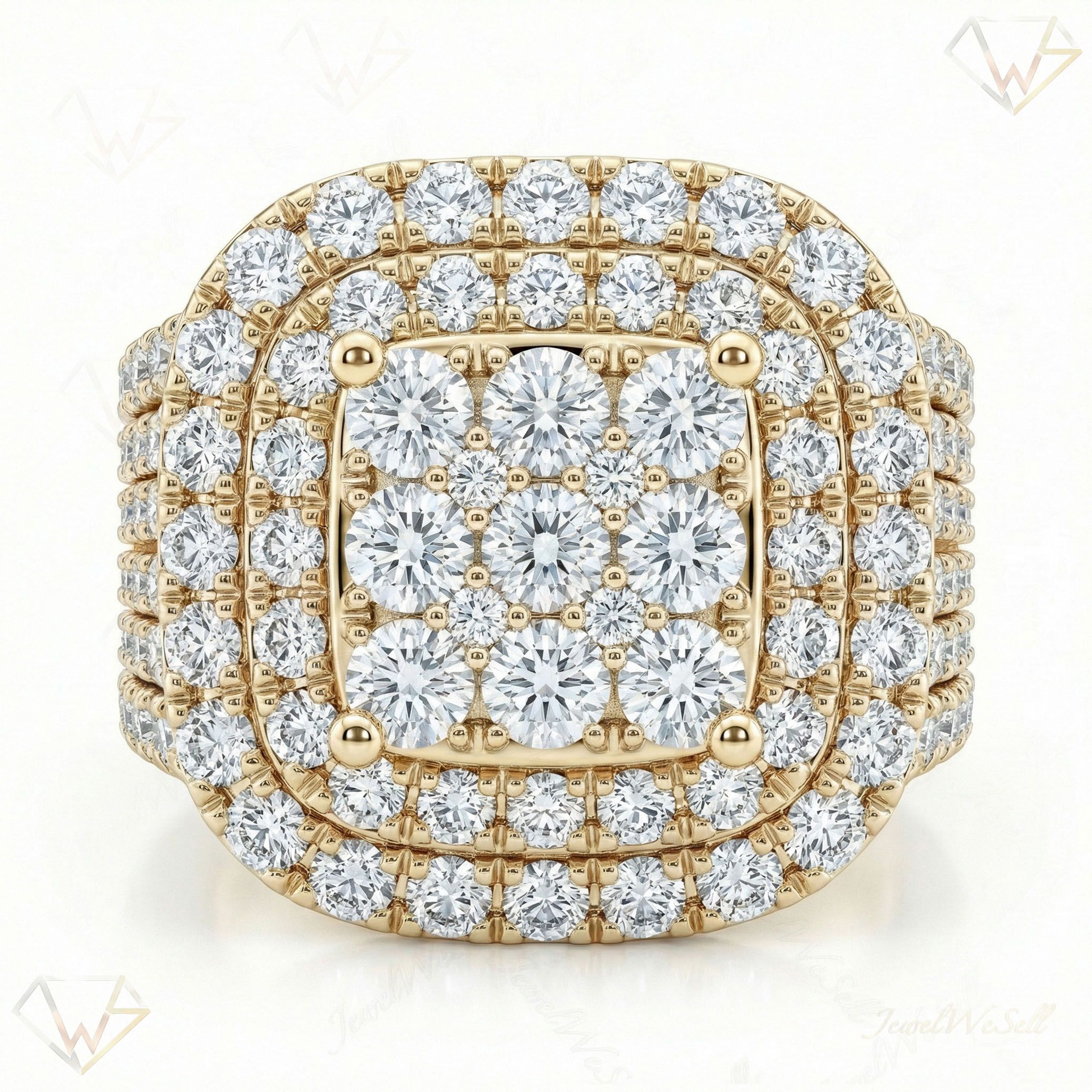 3.50 ct EF VS Lab Grown Diamond Mens Statement Ring in 10k Yellow Gold _ Sz0750 100952