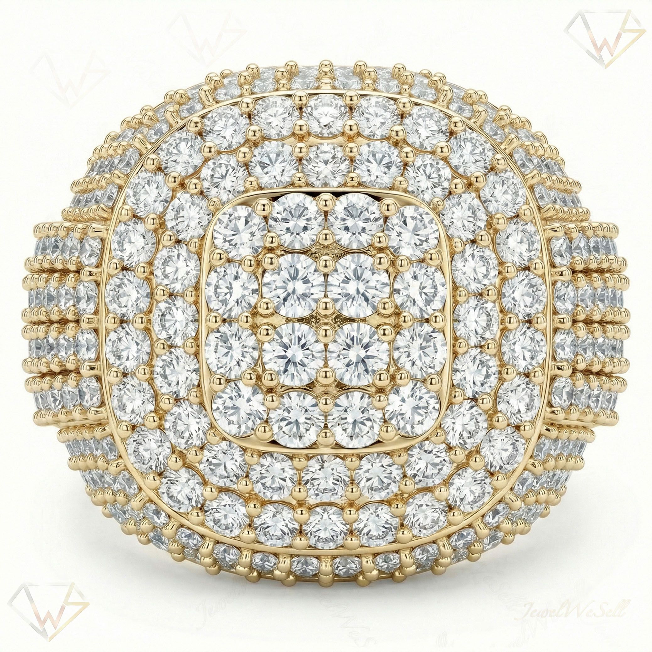 9.20 ct EF VS Lab Grown Diamond Mens Statement Ring in 14k Yellow Gold _ Sz1200 100954