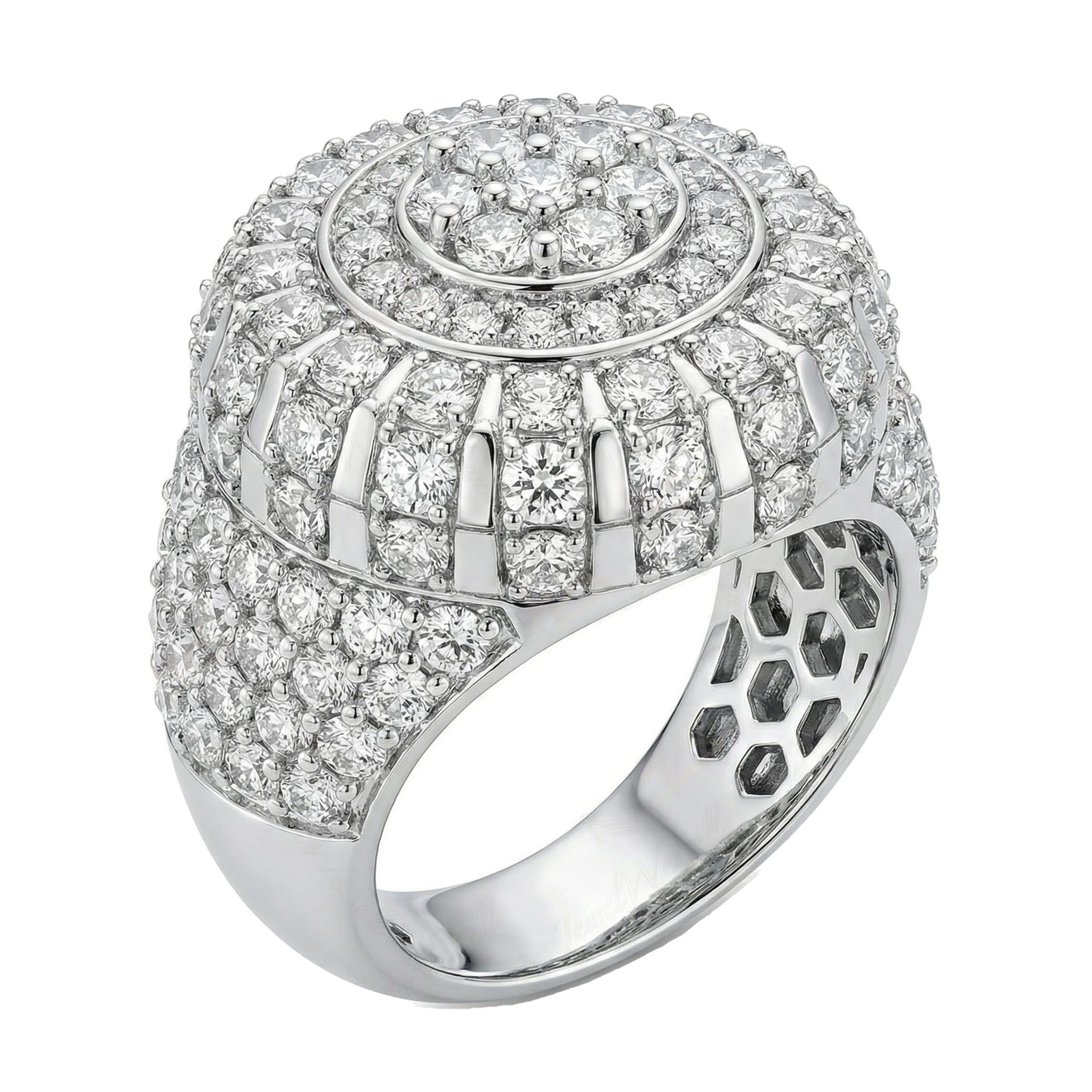 2.66 ct EF VS Lab Grown Diamond Mens Statement Ring in 10k White Gold _ Sz1275 100959