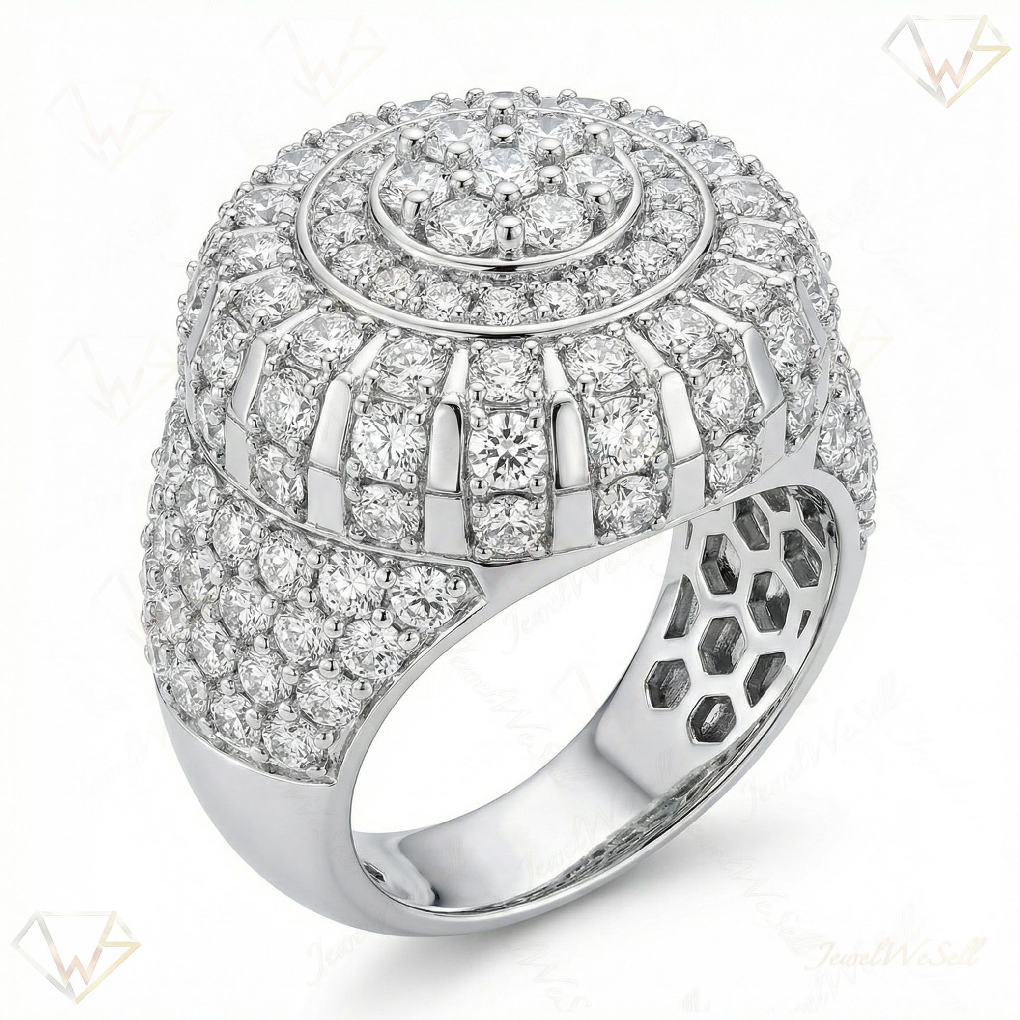 2.66 ct EF VS Lab Grown Diamond Mens Statement Ring in 14k White Gold _ Sz0975 100959
