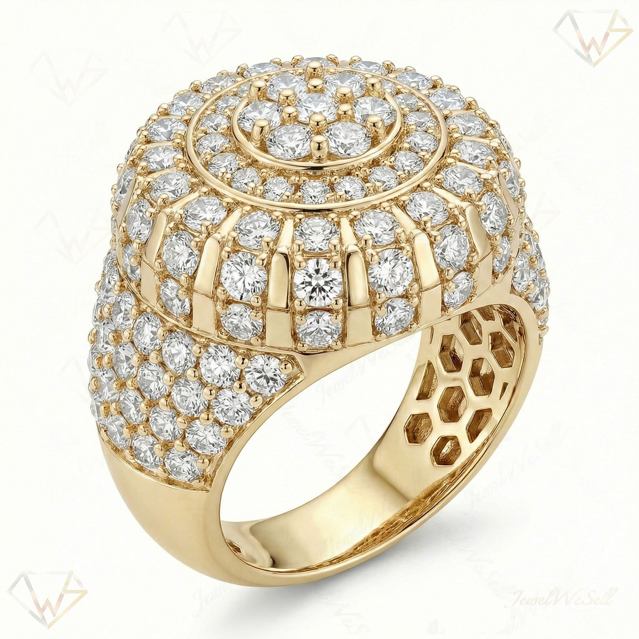 2.66 ct EF VS Lab Grown Diamond Mens Statement Ring in 10k Yellow Gold _ Sz1025 100959