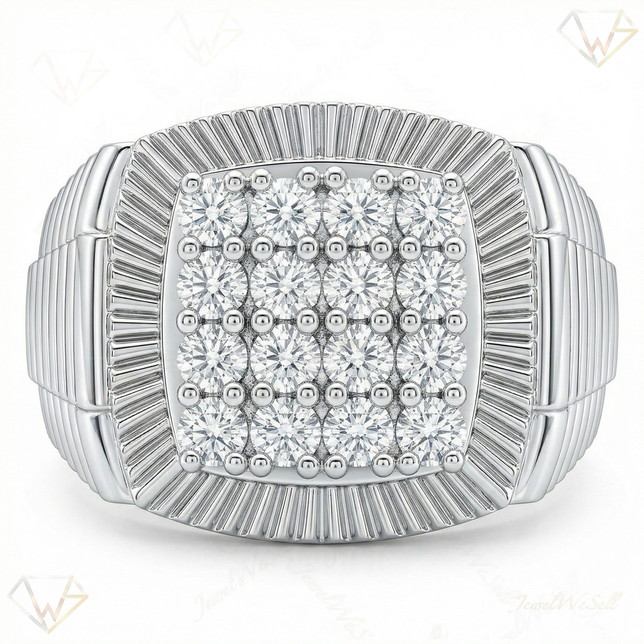 1.80 ct EF VS Lab Grown Diamond Mens Statement Ring in 14k White Gold _ Sz0800 100995