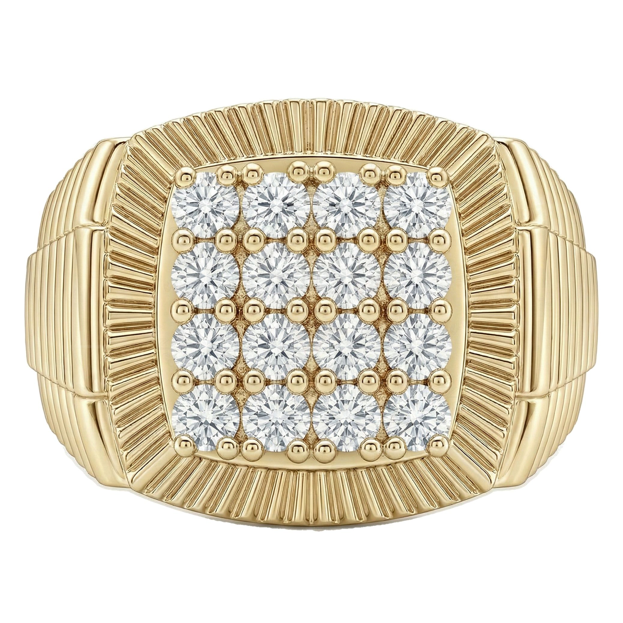 1.80 ct EF VS Lab Grown Diamond Mens Statement Ring in 10k Yellow Gold _ Sz1100 100995
