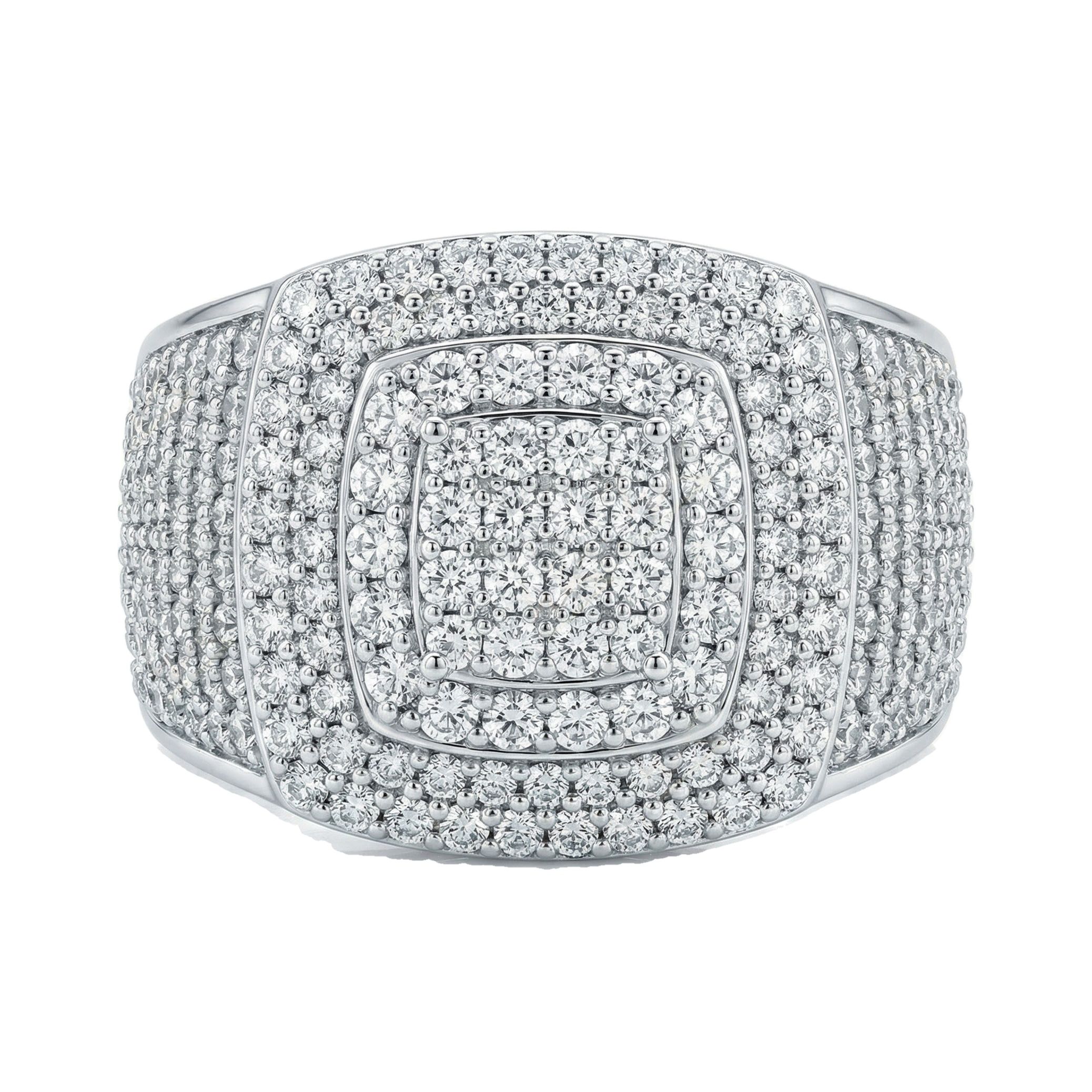 5.50 ct EF VS Lab Grown Diamond Mens Statement Ring in 10k White Gold _ Sz1100 100998