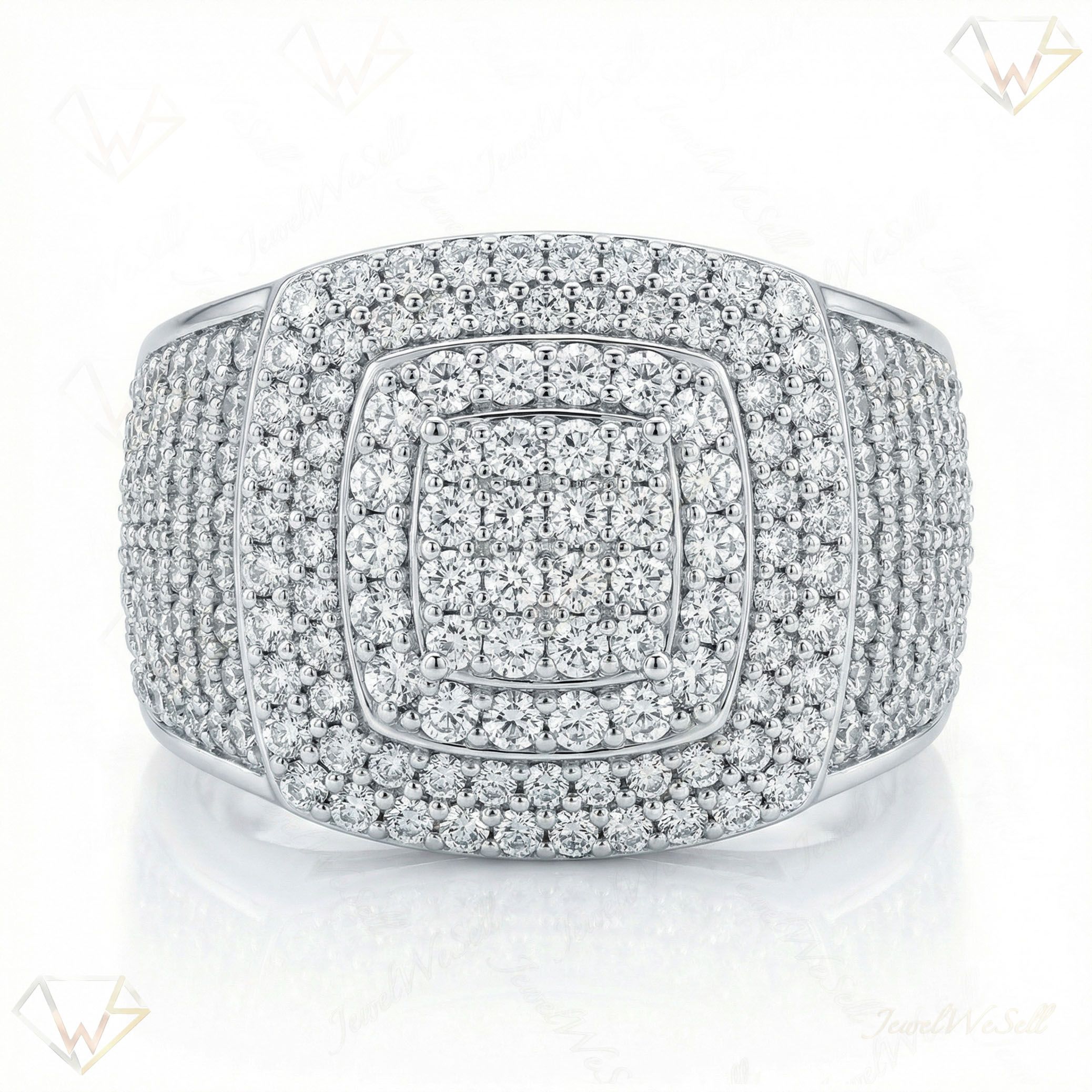 5.50 ct EF VS Lab Grown Diamond Mens Statement Ring in 10k White Gold _ Sz1300 100998