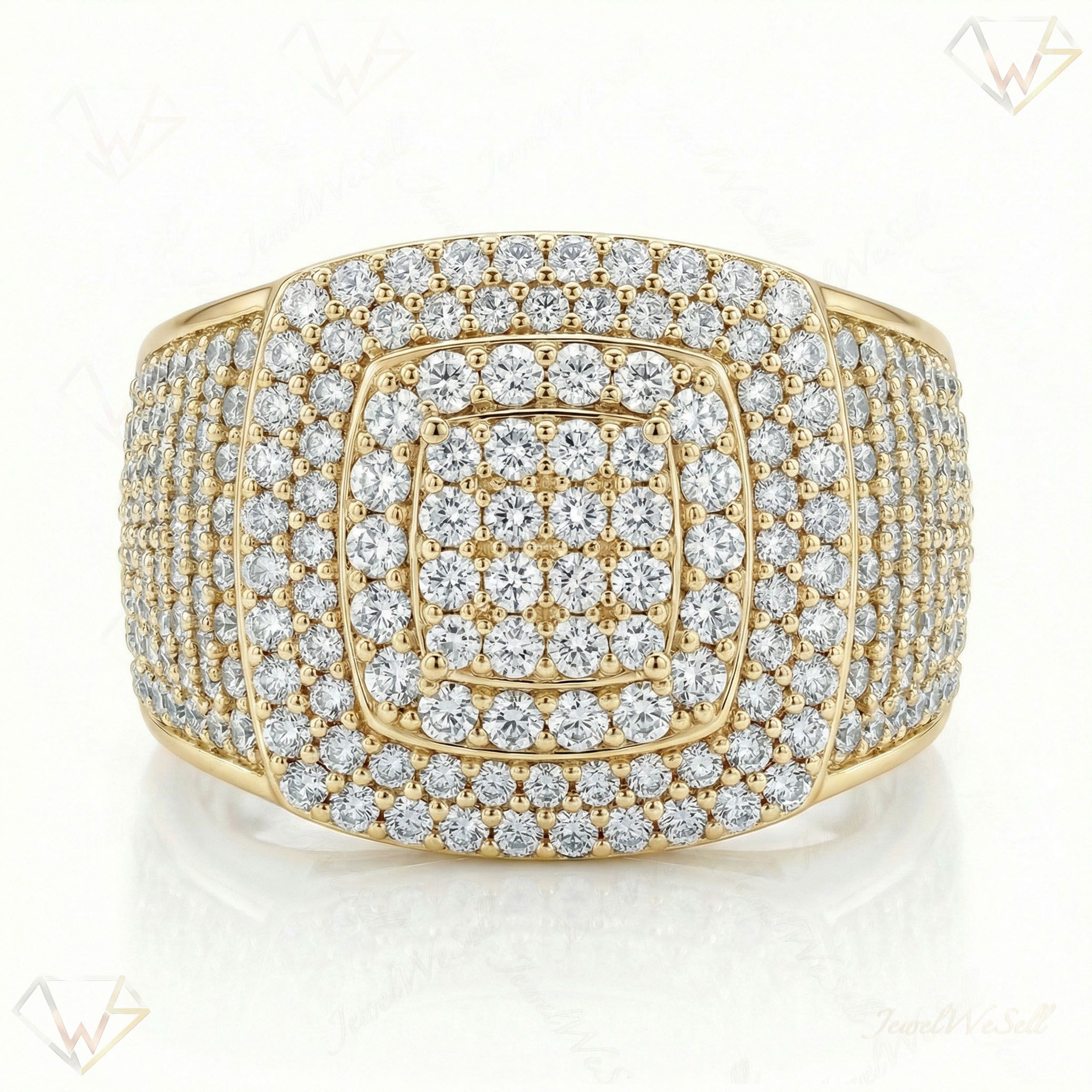 5.50 ct EF VS Lab Grown Diamond Mens Statement Ring in 10k Yellow Gold _ Sz1300 100998
