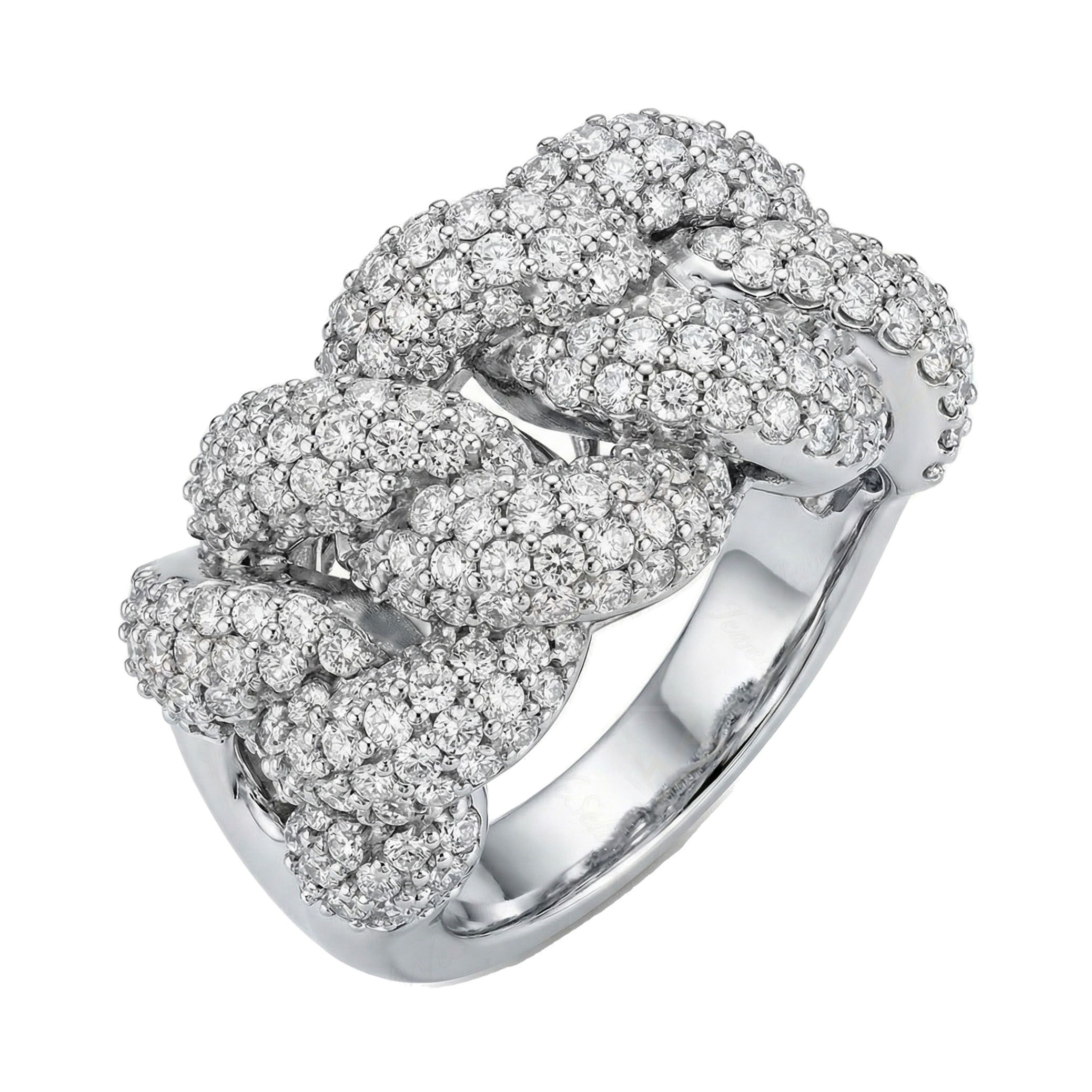 4.00 ct EF VS Lab Grown Diamond Mens Cuban Ring in 14k White Gold _ Sz0425 101007