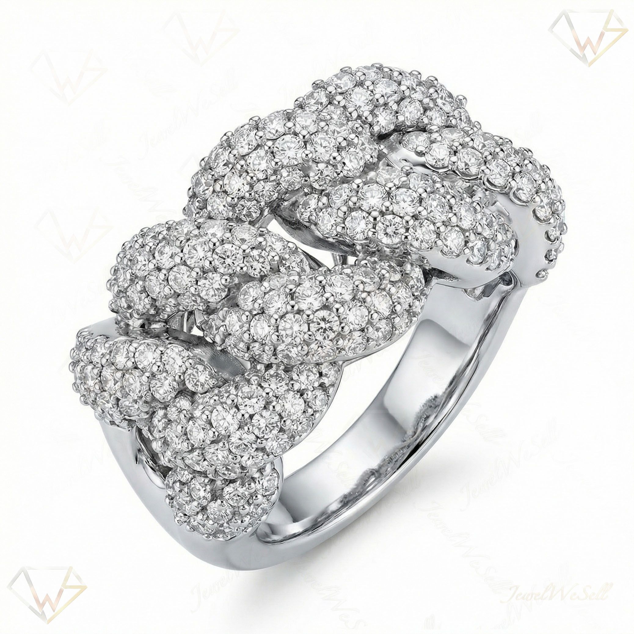 4.00 ct EF VS Lab Grown Diamond Mens Cuban Ring in 14k White Gold _ Sz0675 101007