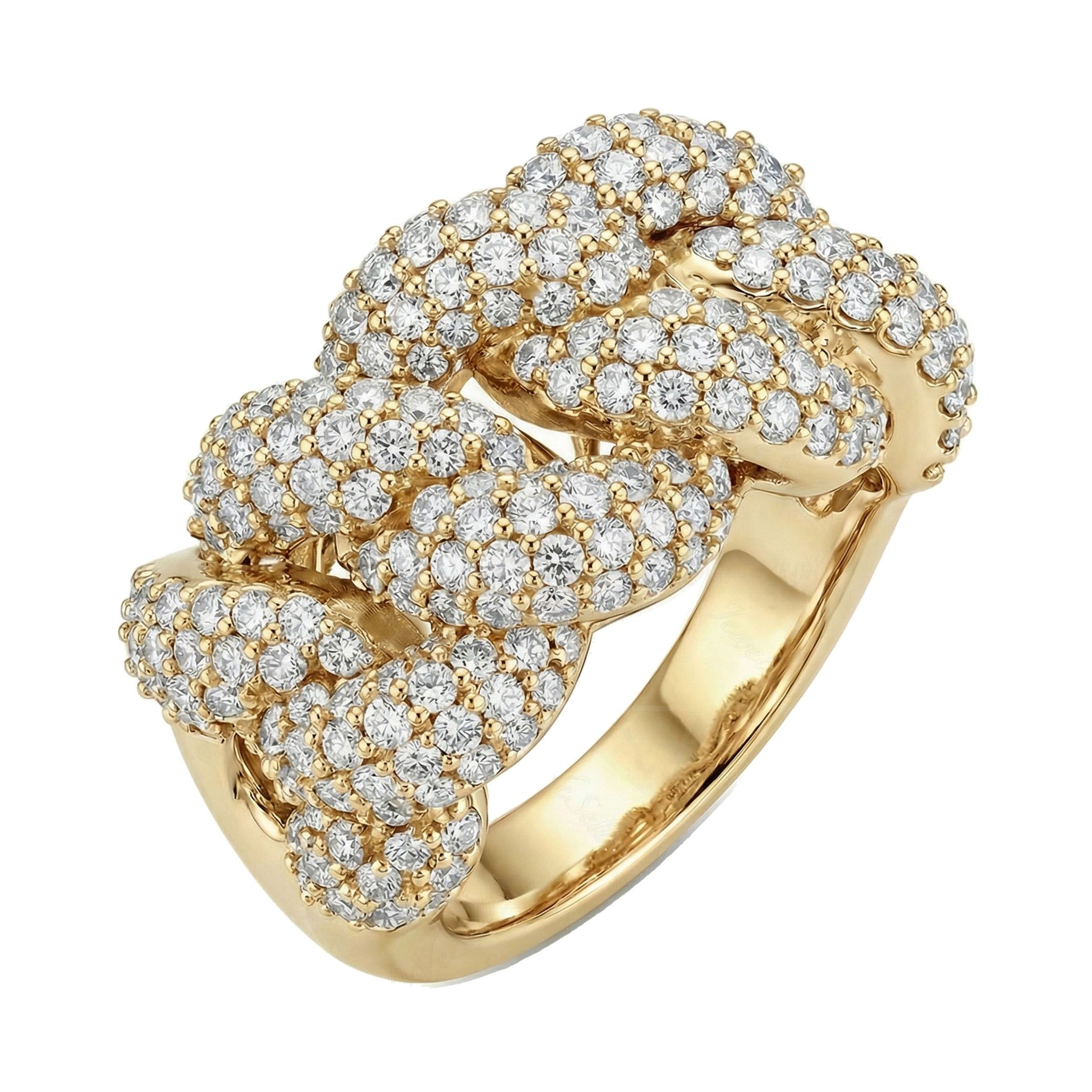 4.00 ct EF VS Lab Grown Diamond Mens Cuban Ring in 14k Yellow Gold _ Sz0875 101007