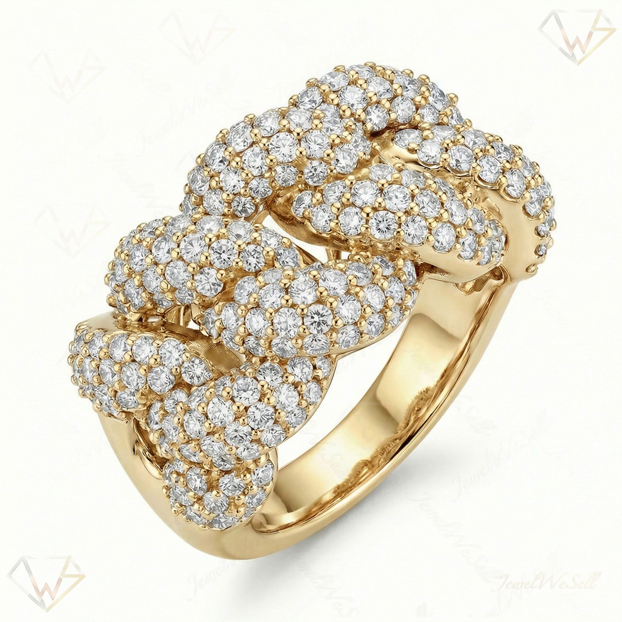 4.00 ct EF VS Lab Grown Diamond Mens Cuban Ring in 14k Yellow Gold _ Sz0550 101007