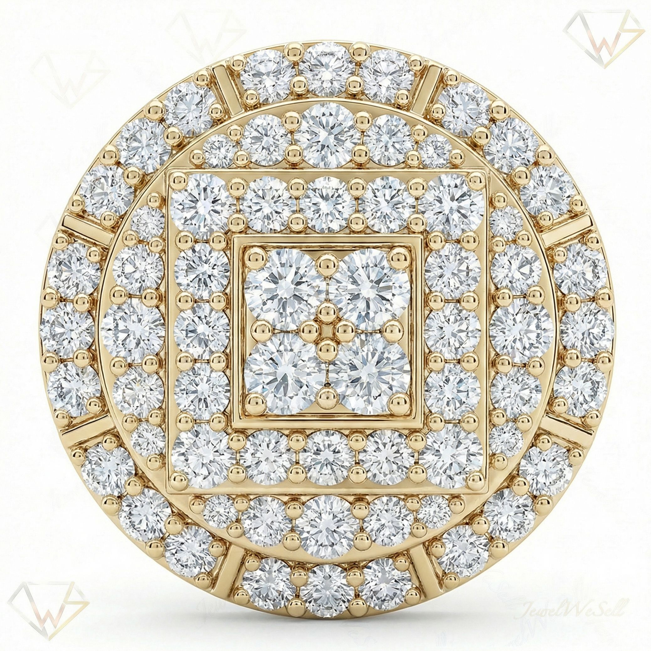 2.40 ct EF VS Lab Grown Diamond Mens Statement Ring in 14k Yellow Gold _ Sz0875 101023