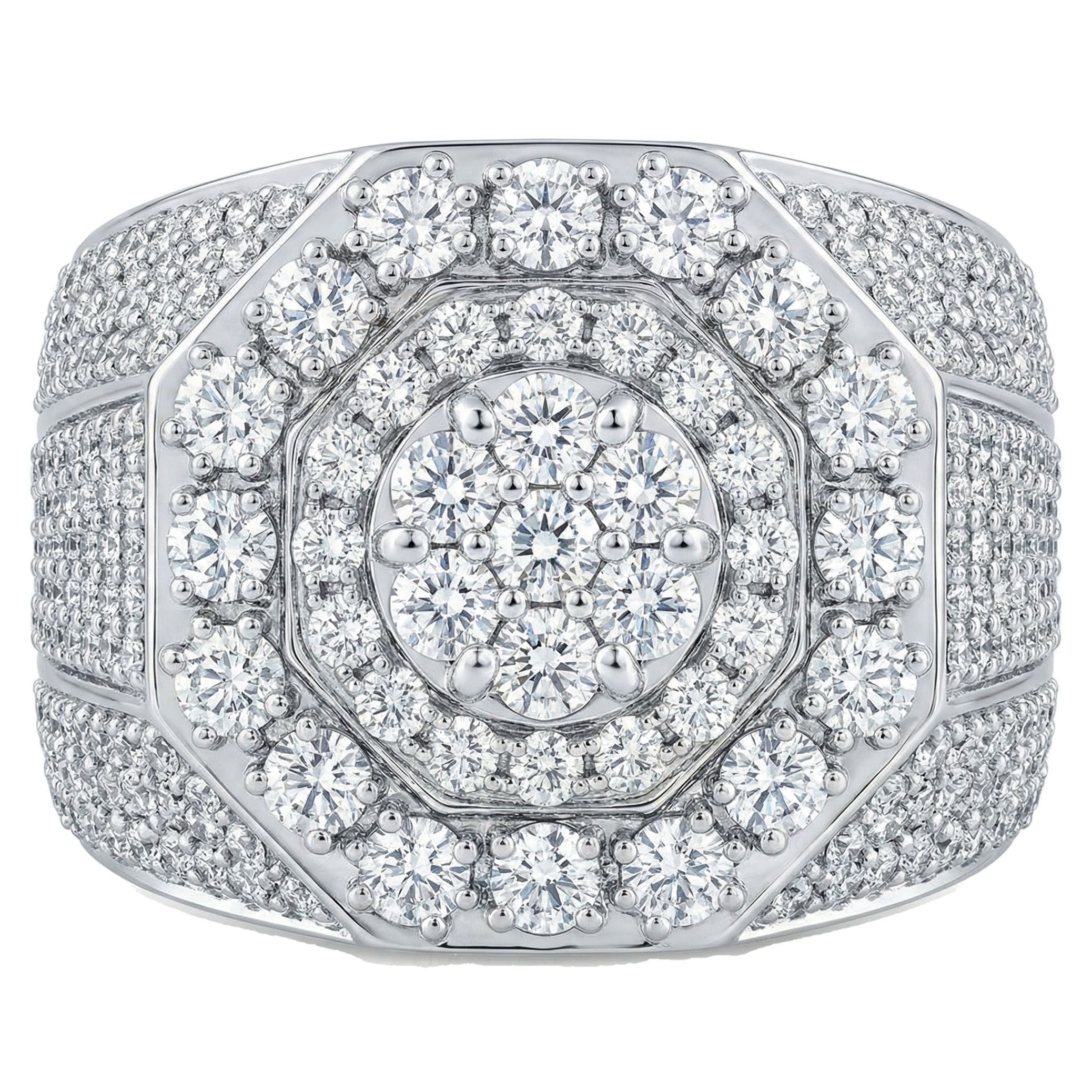 4.15 ct EF VS Lab Grown Diamond Mens Statement Ring in 10k White Gold _ Sz1275 101027