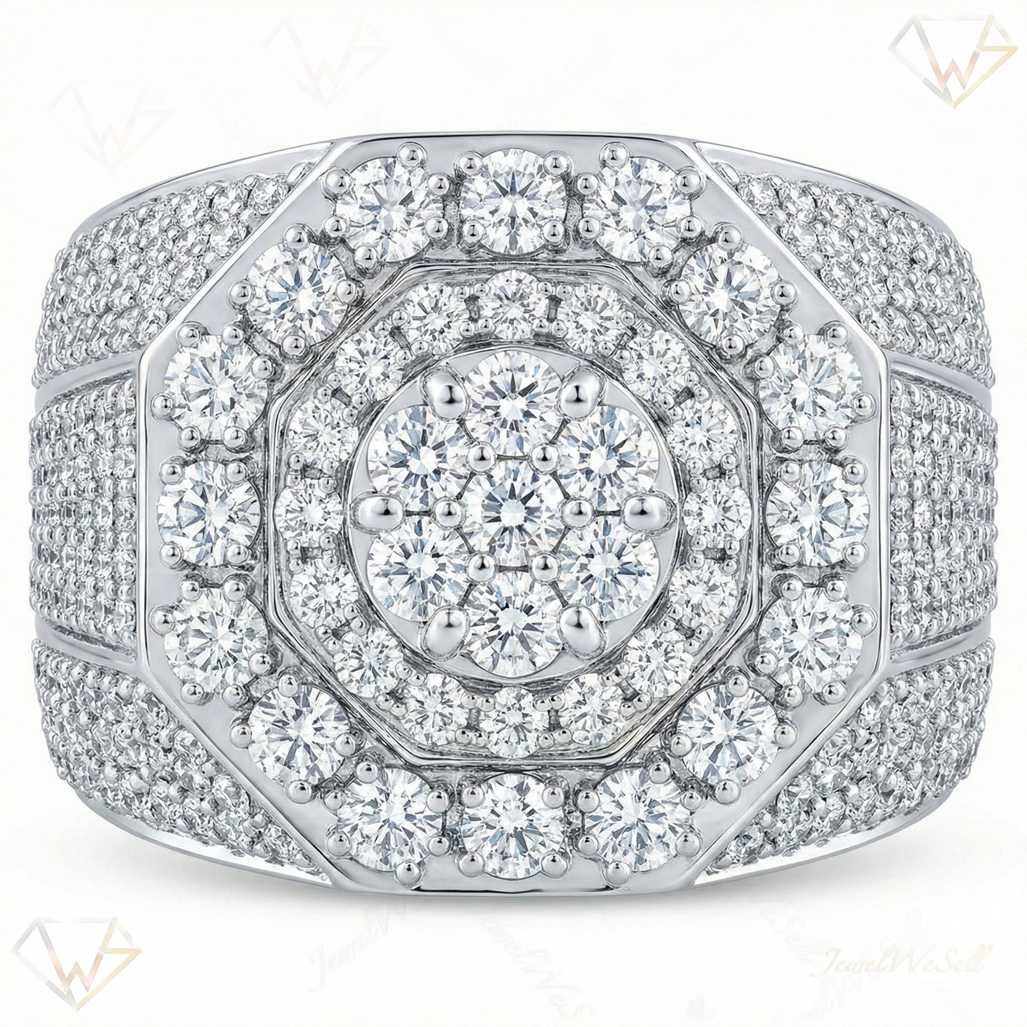 4.15 ct EF VS Lab Grown Diamond Mens Statement Ring in 10k White Gold _ Sz0800 101027