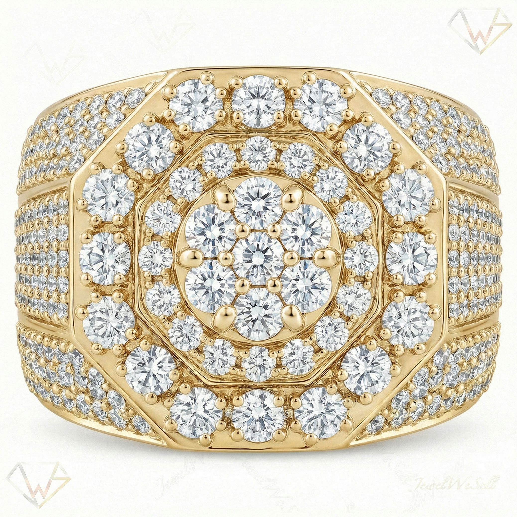 4.15 ct EF VS Lab Grown Diamond Mens Statement Ring in 10k Yellow Gold _ Sz1150 101027