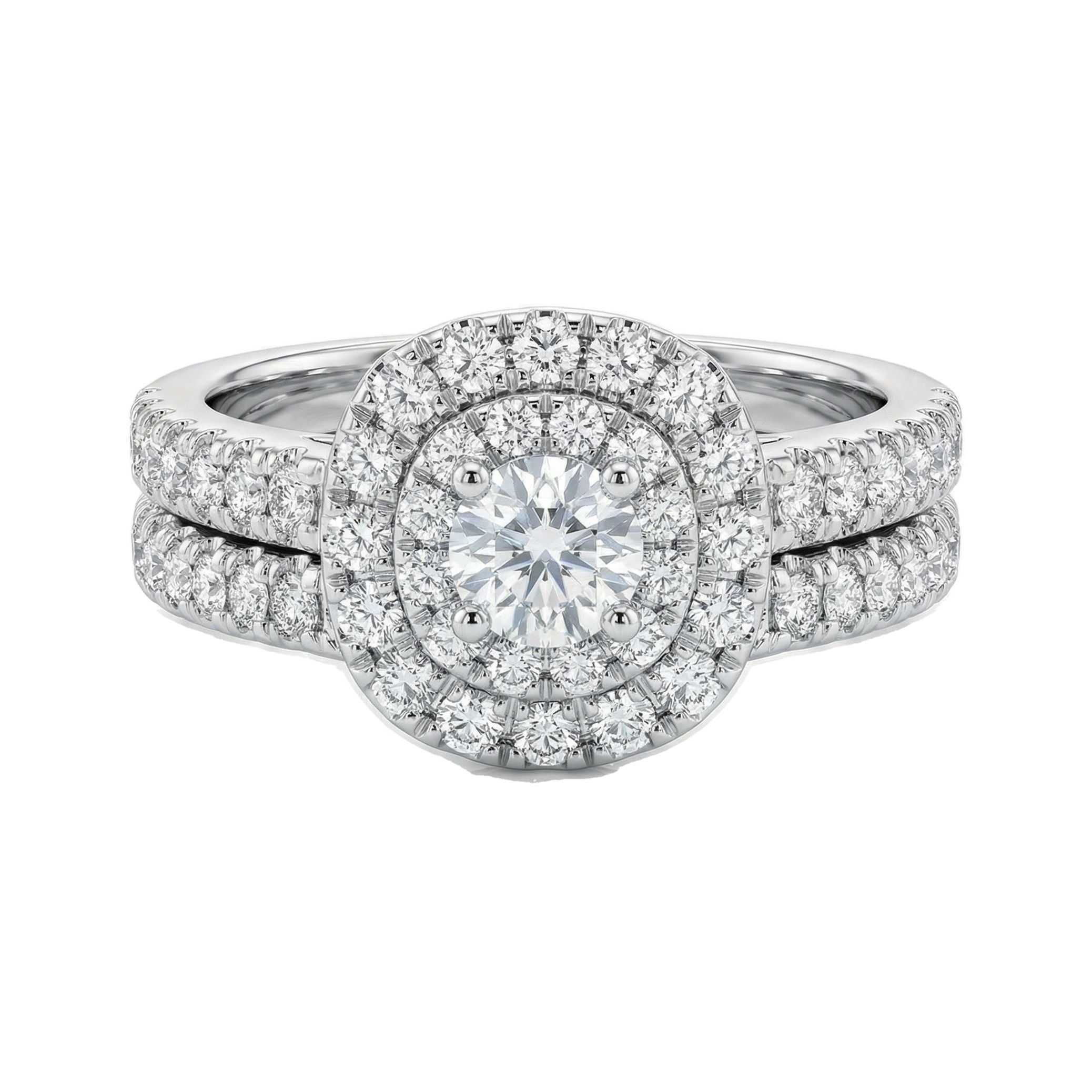 0.25 ct EF VS Lab Grown Diamond Halo Engagement Set in 14k White Gold _ Sz0825 101037
