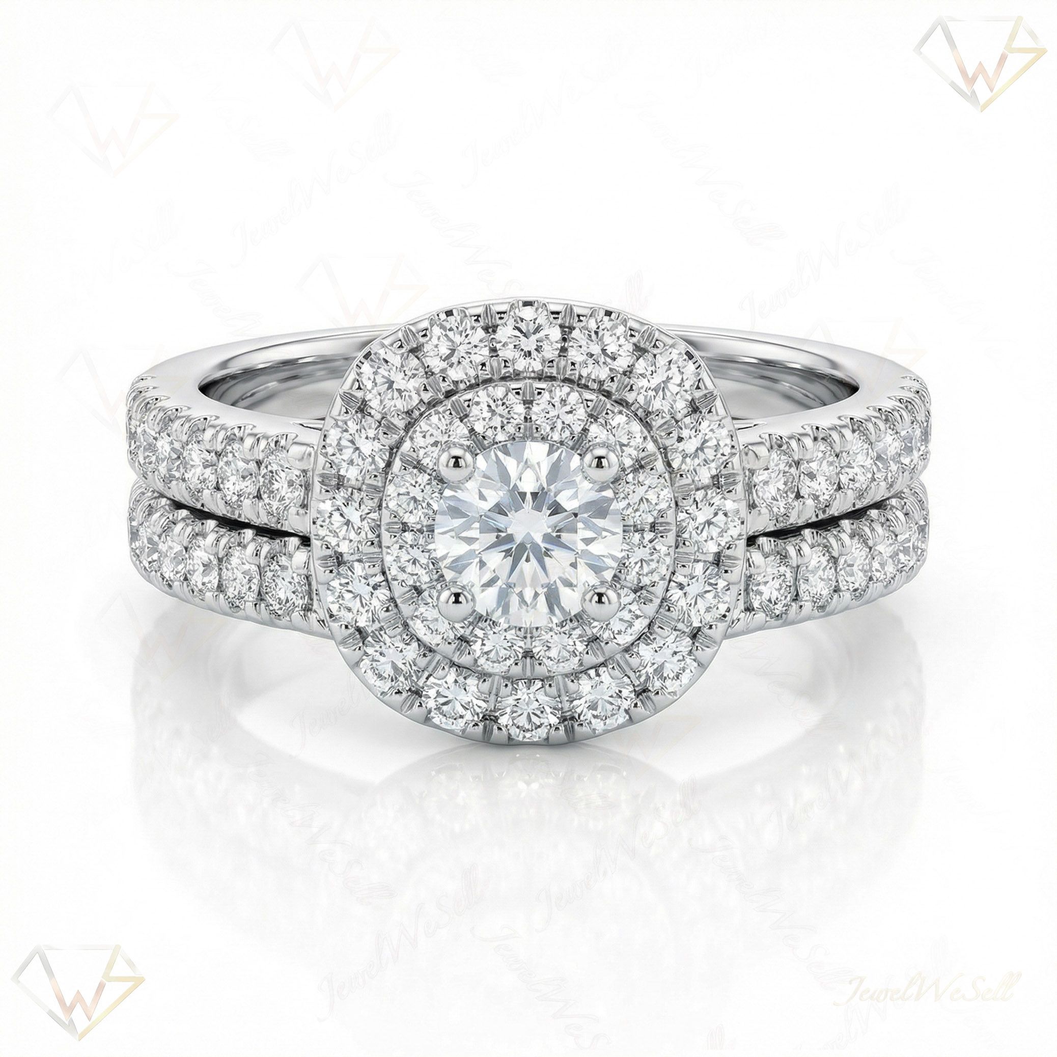 0.25 ct EF VS Lab Grown Diamond Halo Engagement Set in 10k White Gold _ Sz0450 101037