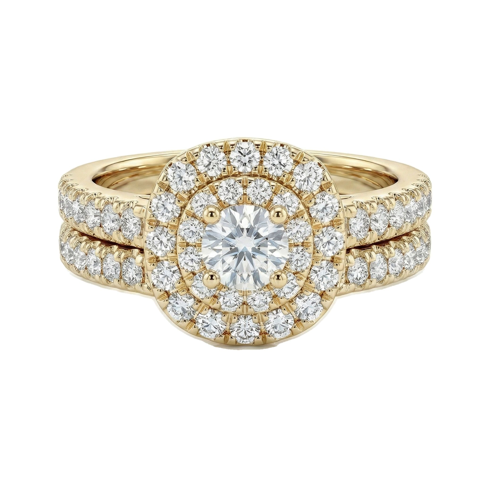 0.25 ct EF VS Lab Grown Diamond Halo Engagement Set in 14k Yellow Gold _ Sz0400 101037