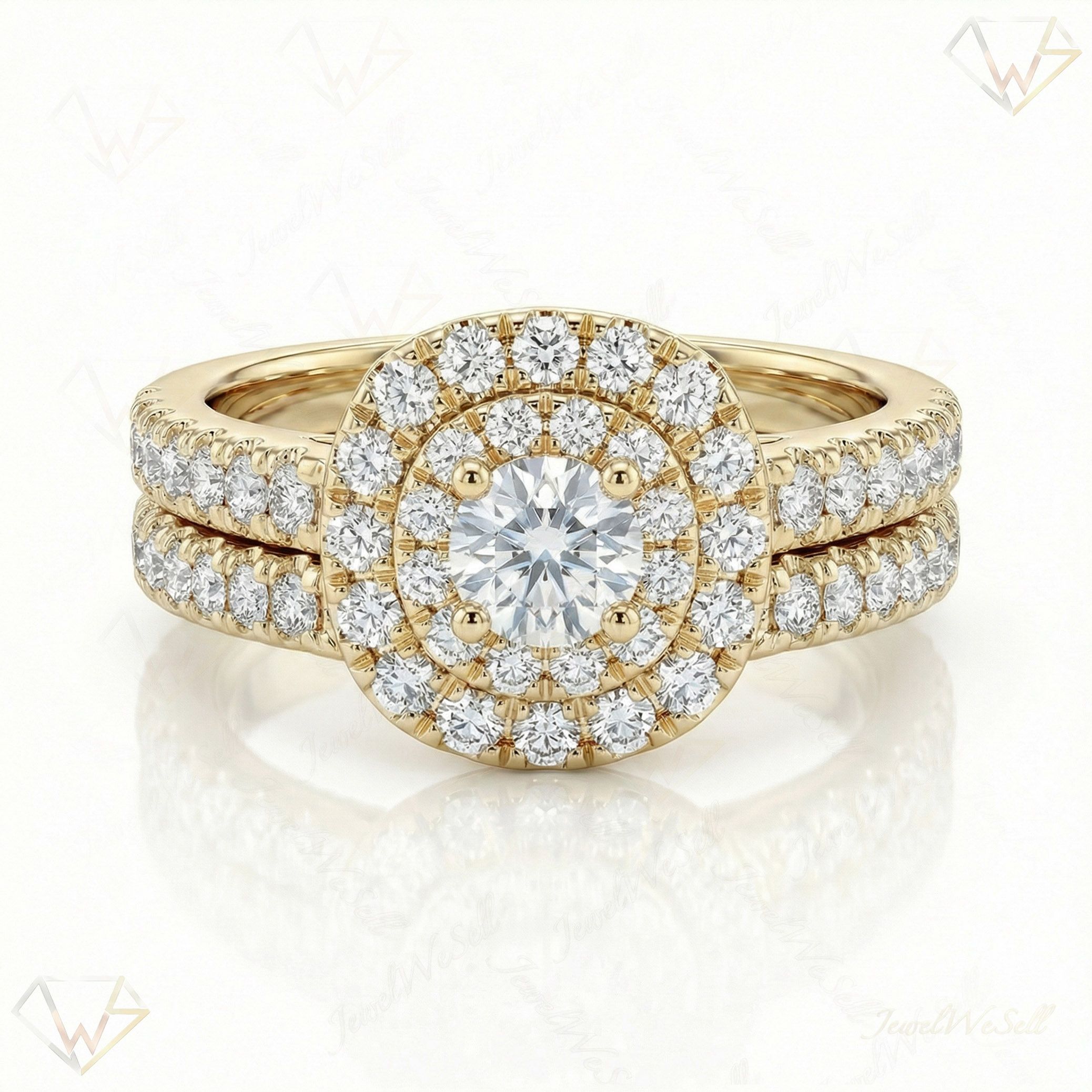 0.25 ct EF VS Lab Grown Diamond Halo Engagement Set in 10k Yellow Gold _ Sz0825 101037