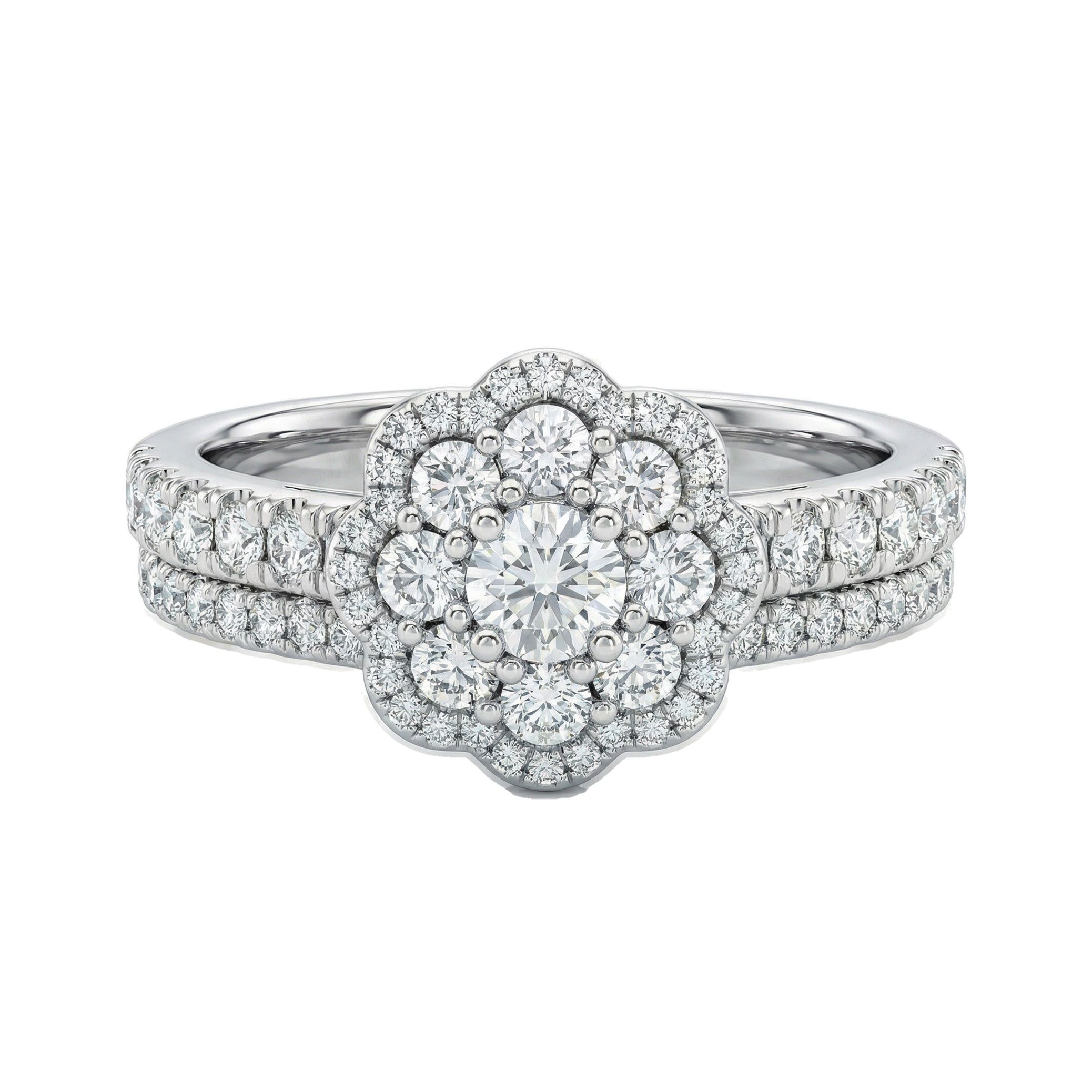 1.10 ct EF VS Lab Grown Diamond Cluster Engagement Set in 10k White Gold _ Sz0475 101042