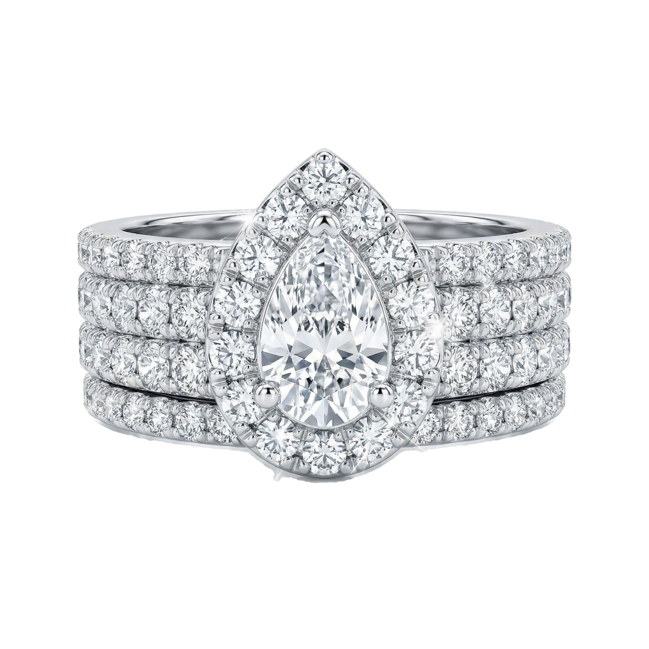 2.15 ct EF VS Lab Grown Diamond Halo Engagement Set in 10k White Gold _ Sz0425 101043
