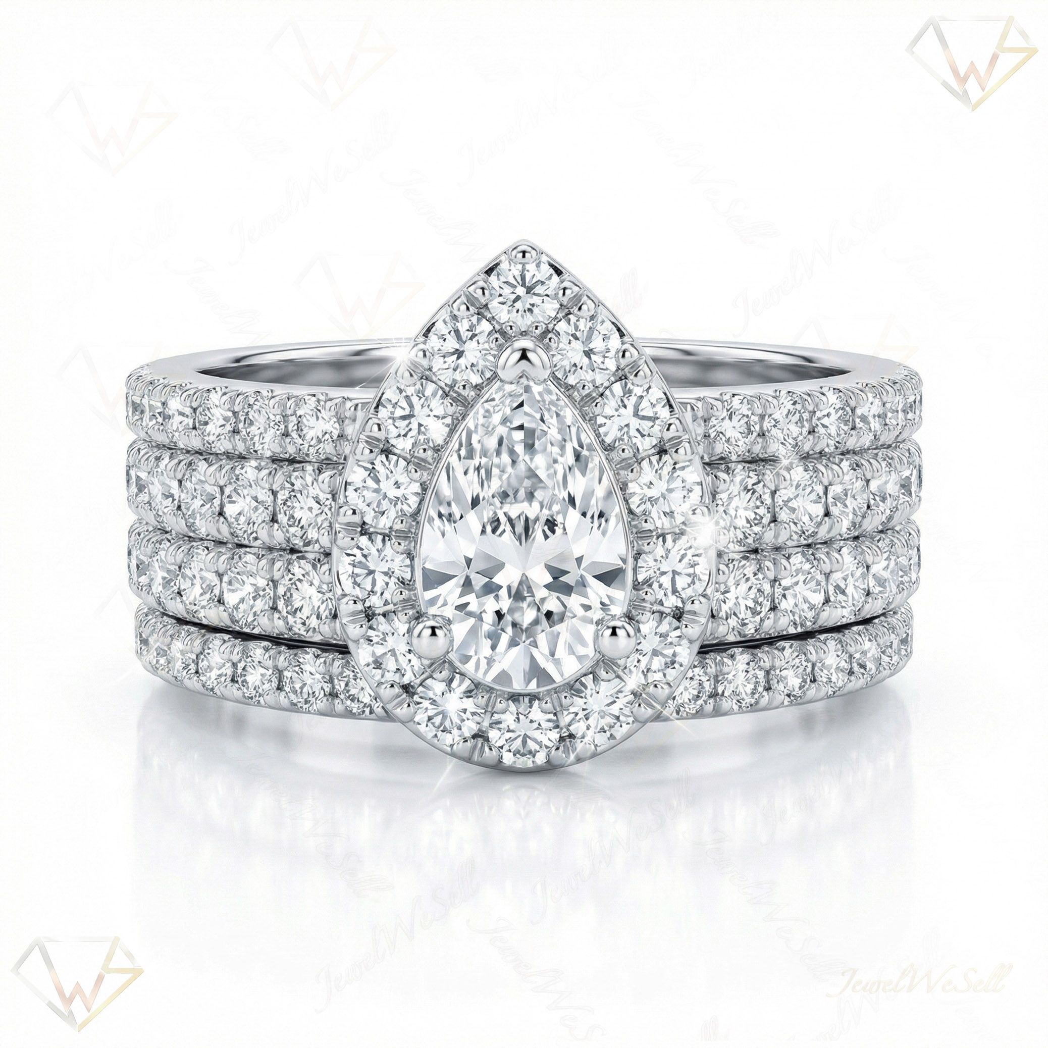 2.15 ct EF VS Lab Grown Diamond Halo Engagement Set in 14k White Gold _ Sz0450 101043