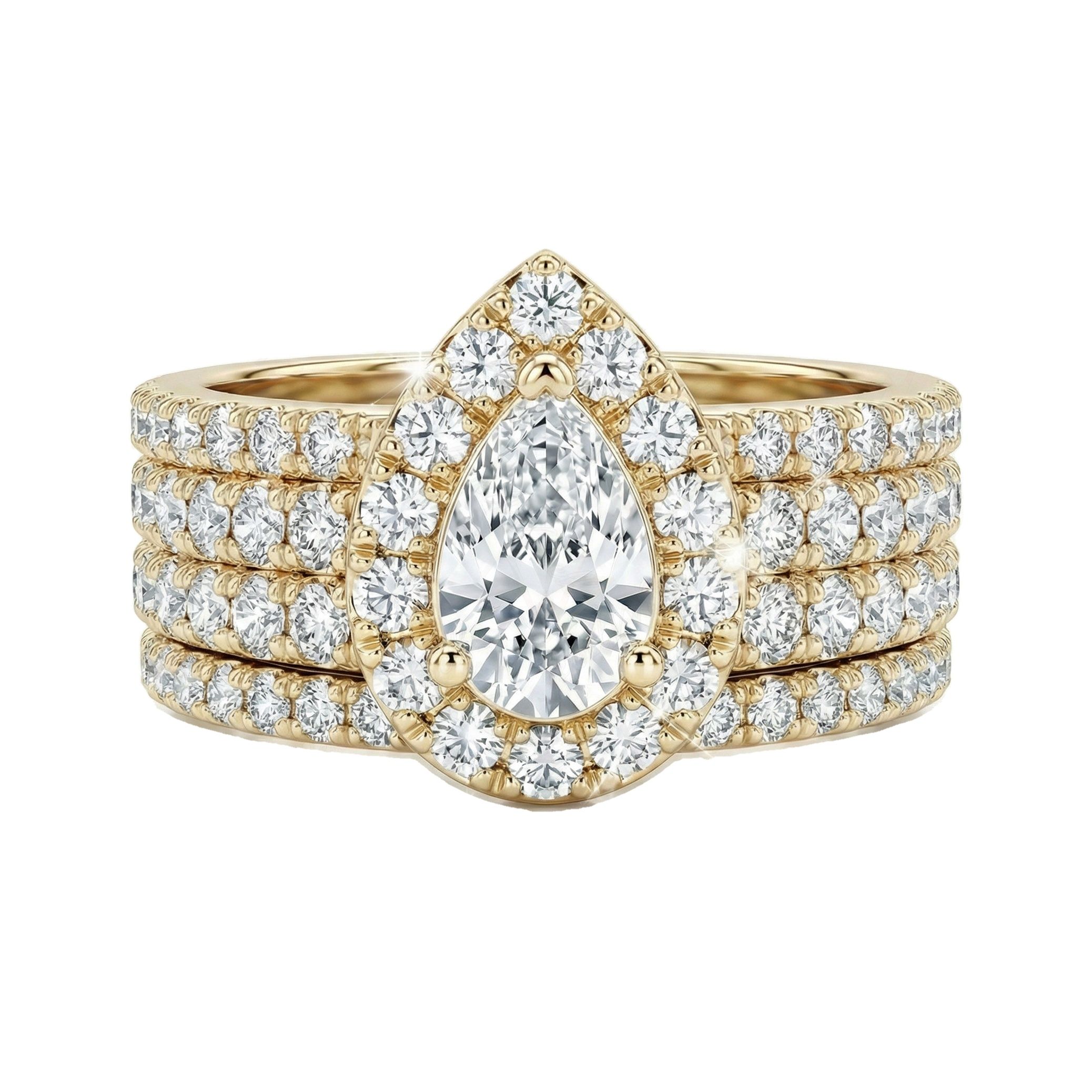 2.15 ct EF VS Lab Grown Diamond Halo Engagement Set in 10k Yellow Gold _ Sz0400 101043