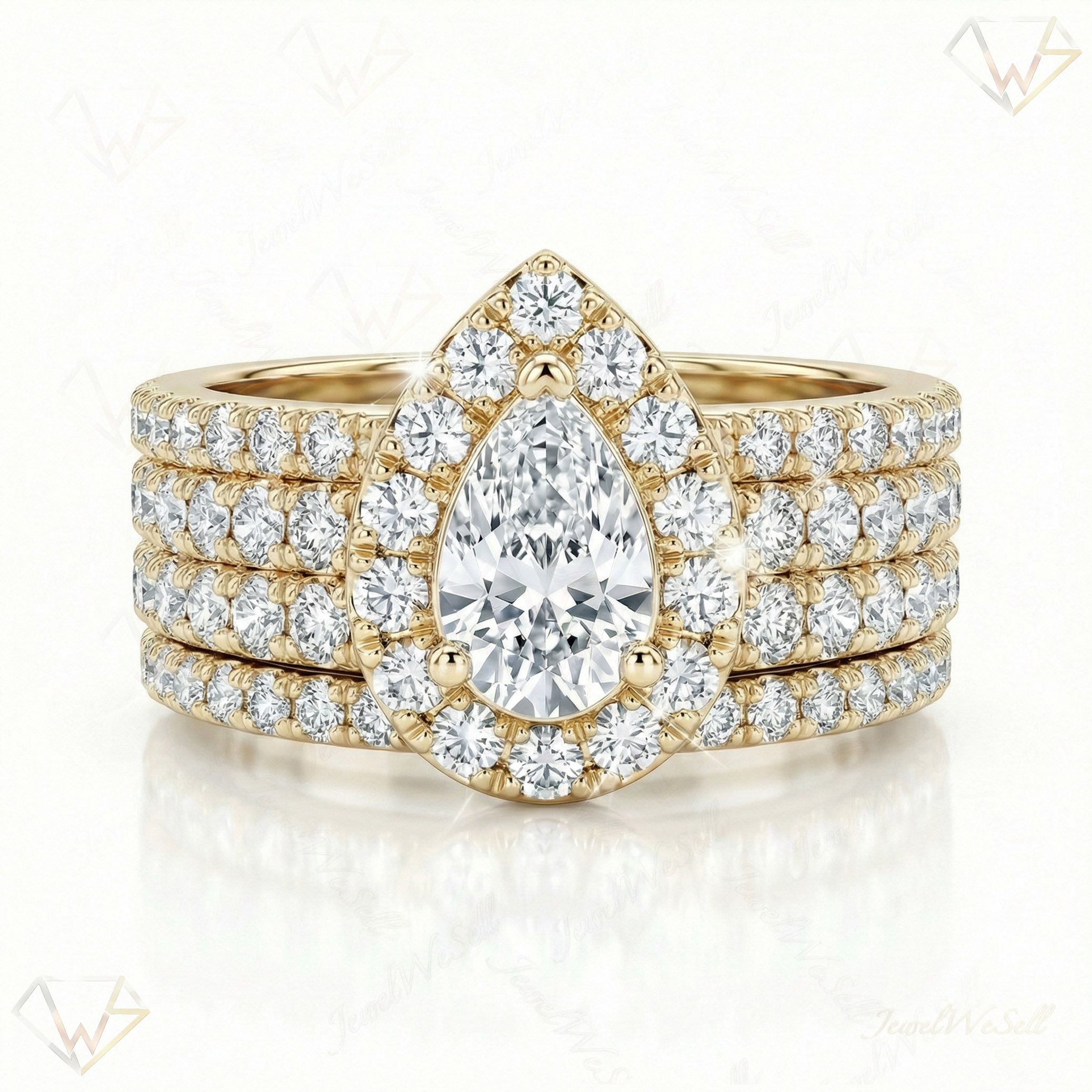 2.15 ct EF VS Lab Grown Diamond Halo Engagement Set in 14k Yellow Gold _ Sz0825 101043