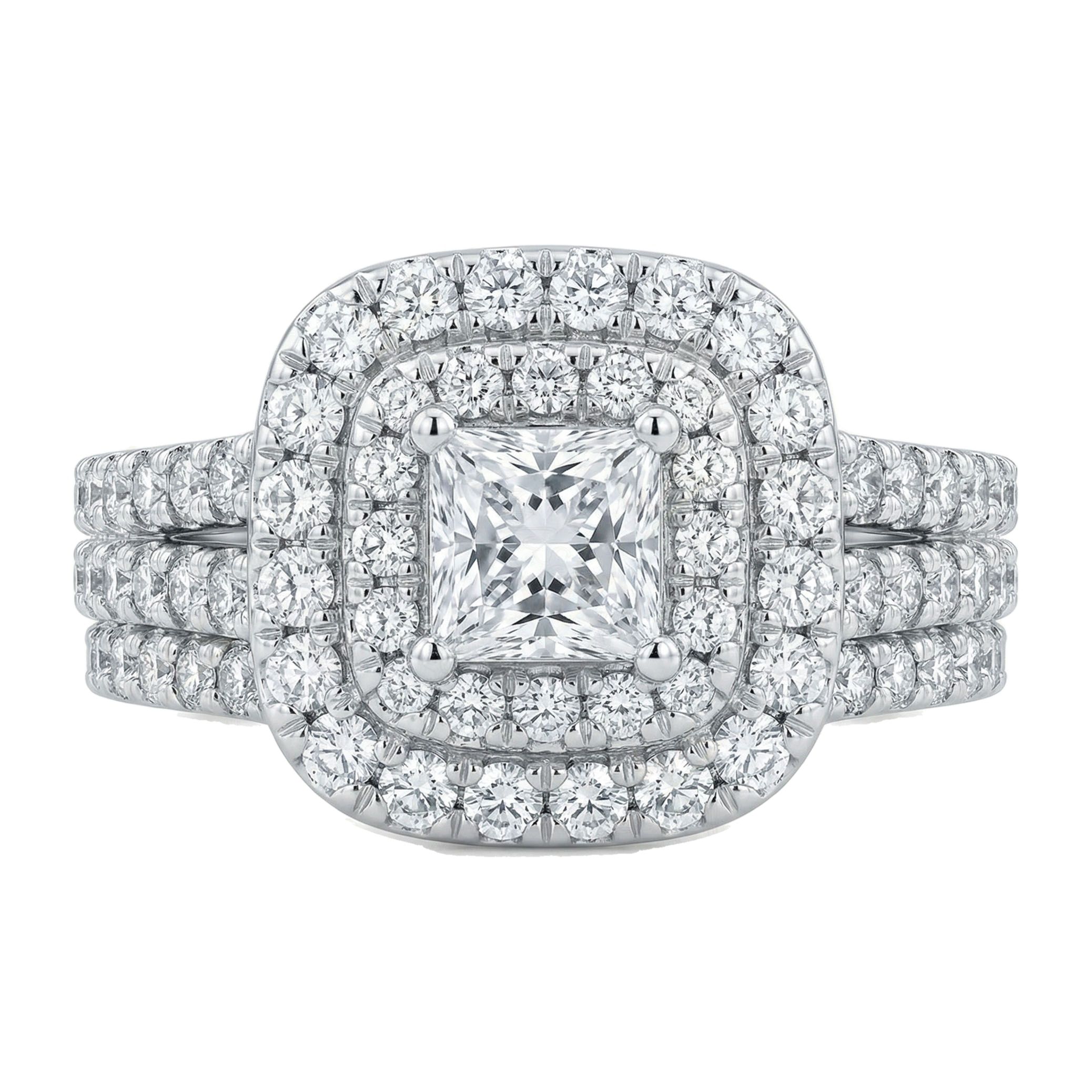 2.15 ct EF VS Lab Grown Diamond Halo Engagement Set in 10k White Gold _ Sz0875 101044