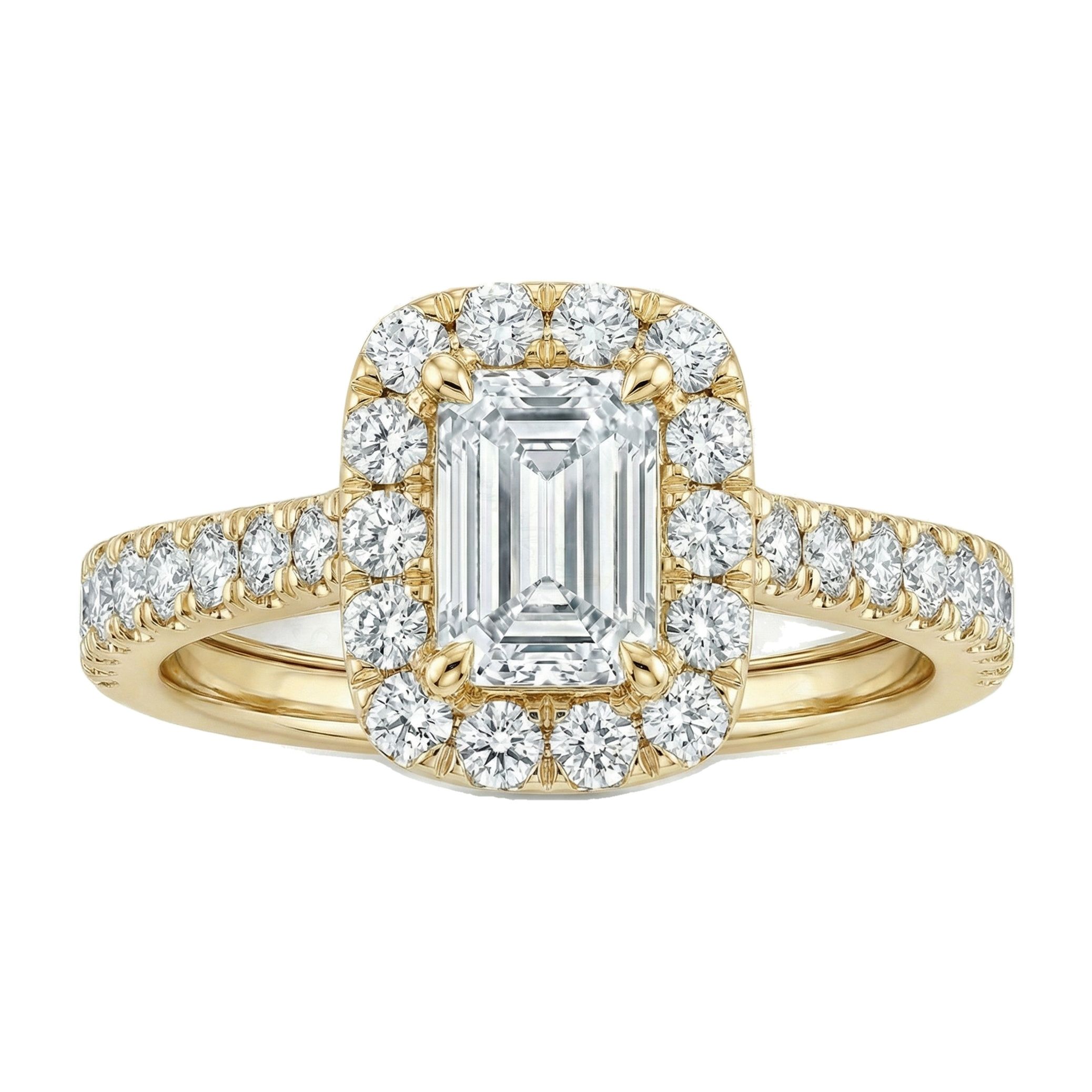 0.80 ct EF VS Lab Grown Diamond Halo Engagement Set in 10k Yellow Gold _ Sz0625 101050