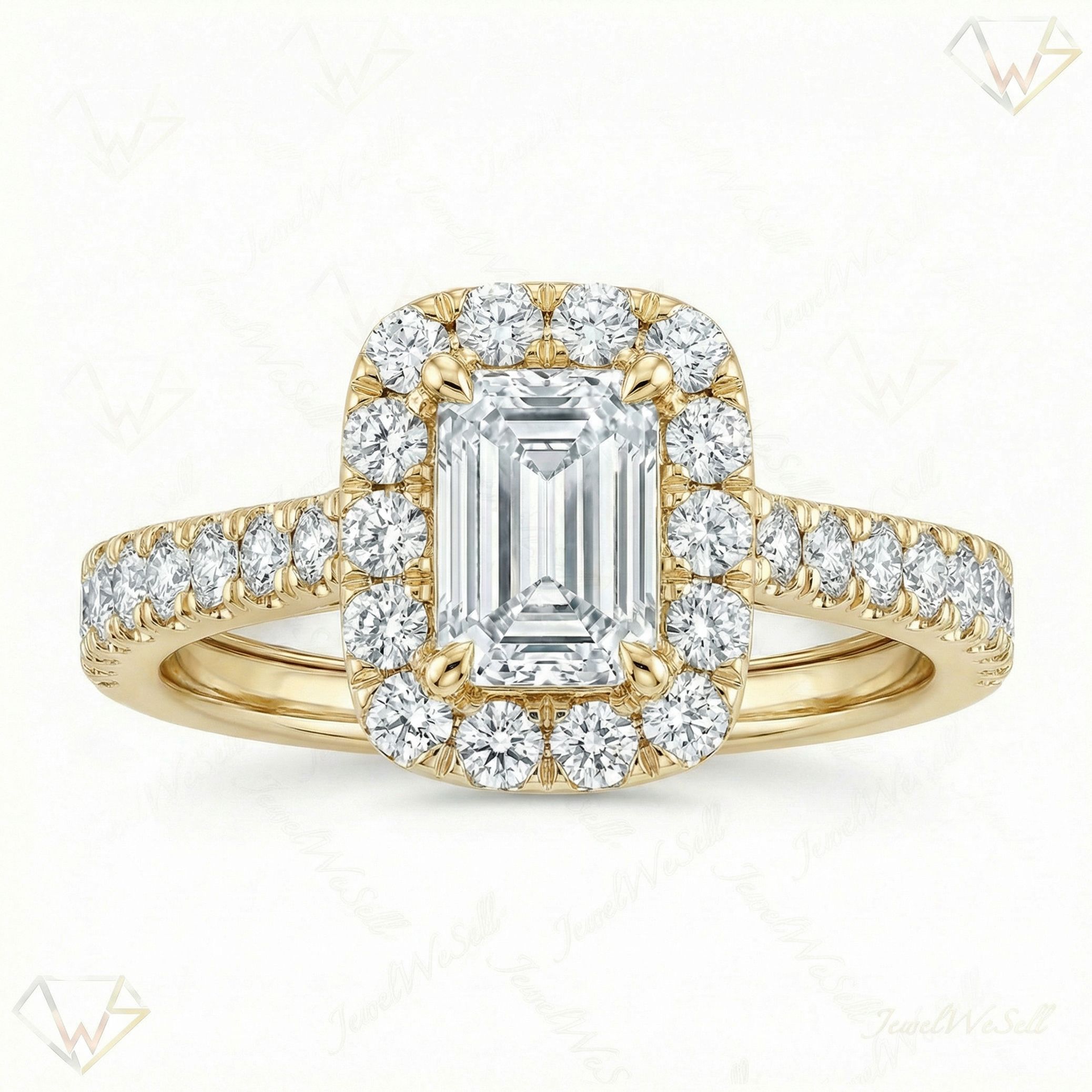 0.80 ct EF VS Lab Grown Diamond Halo Engagement Set in 10k Yellow Gold _ Sz0525 101050