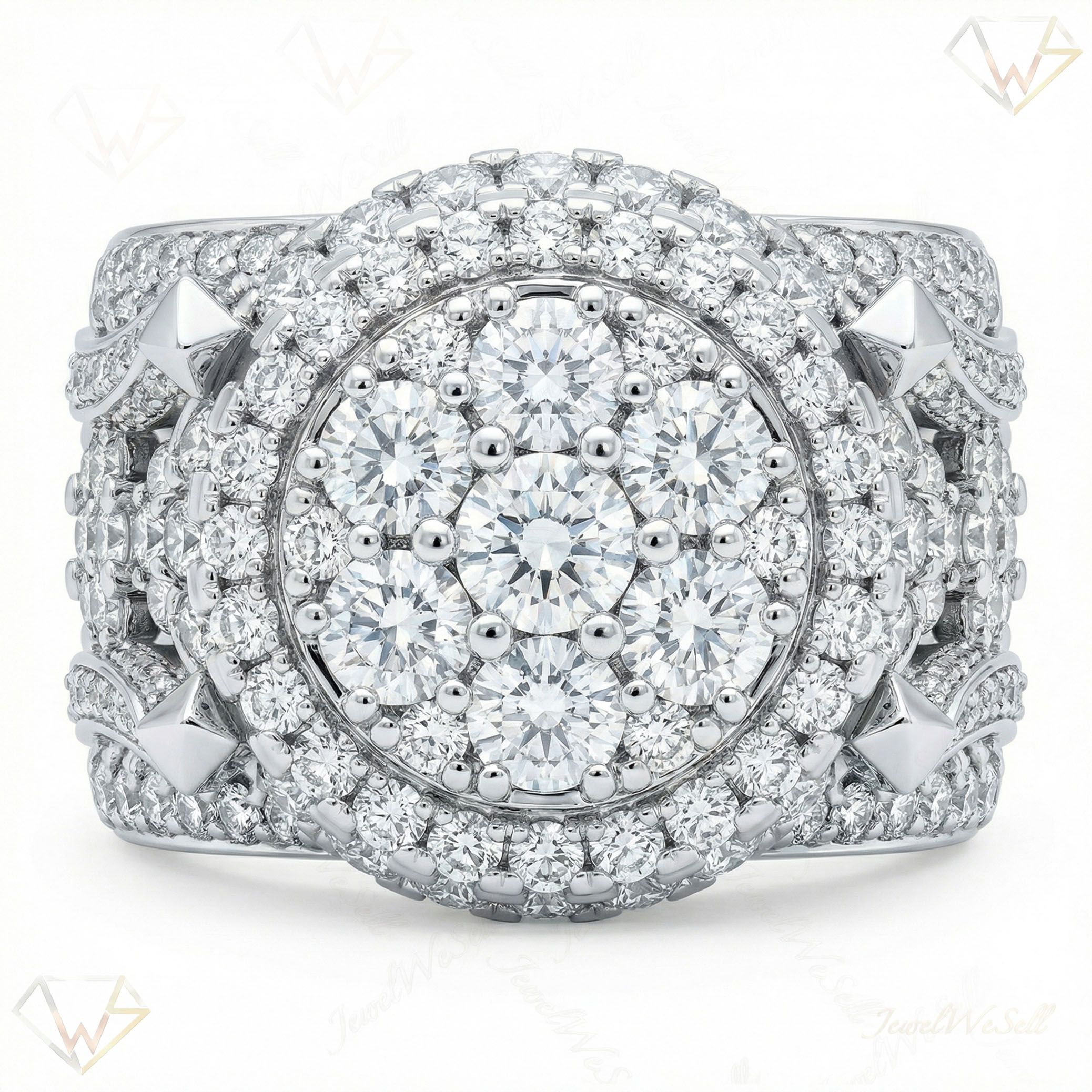 5.60 ct EF VS Lab Grown Diamond Mens Statement Ring in 14k White Gold _ Sz0925 101051