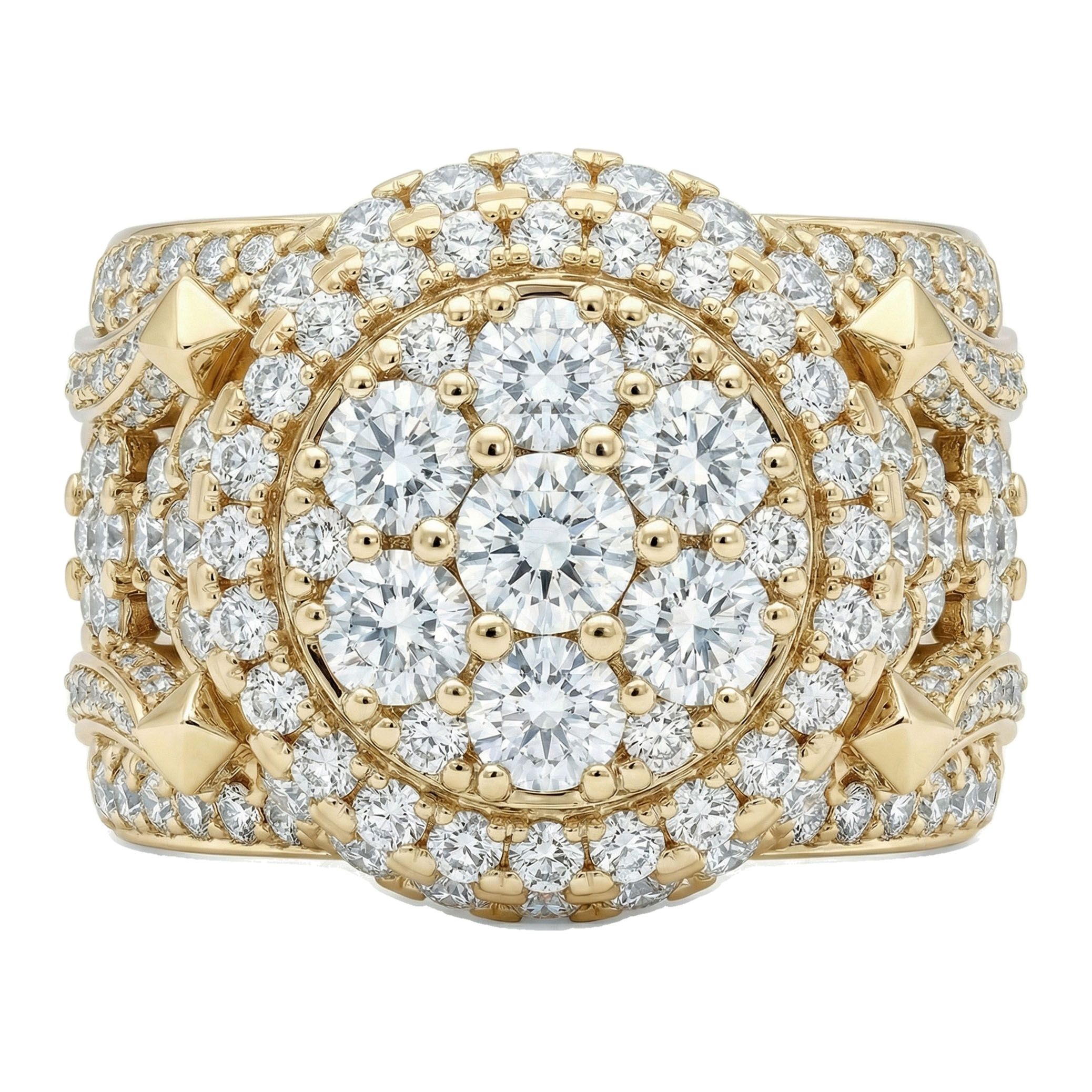 5.60 ct EF VS Lab Grown Diamond Mens Statement Ring in 10k Yellow Gold _ Sz0975 101051
