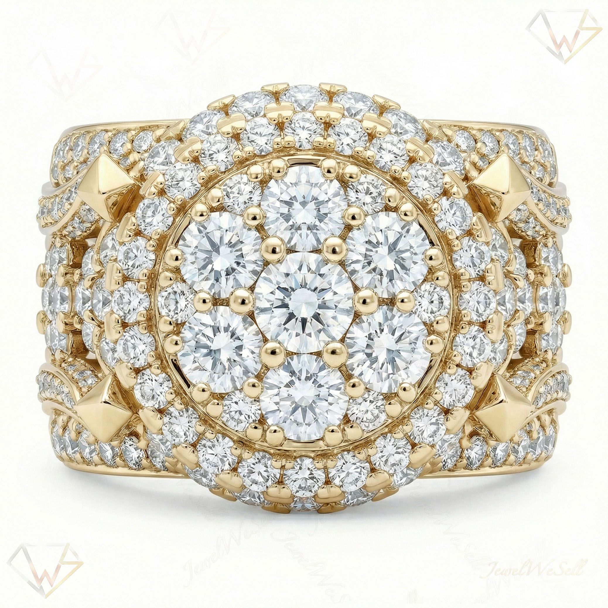 5.60 ct EF VS Lab Grown Diamond Mens Statement Ring in 10k Yellow Gold _ Sz0900 101051