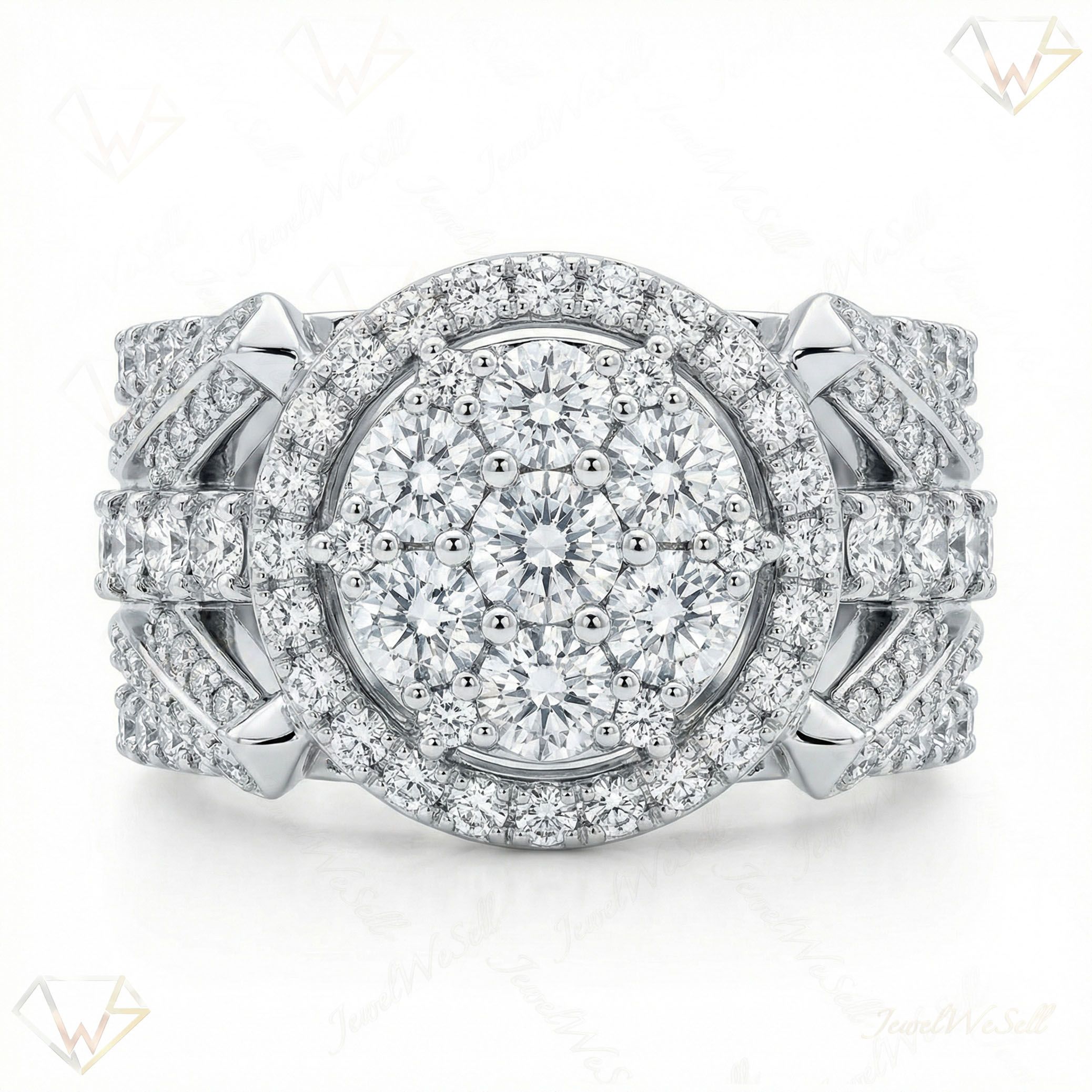 3.15 ct EF VS Lab Grown Diamond Mens Statement Ring in 10k White Gold _ Sz0700 101054