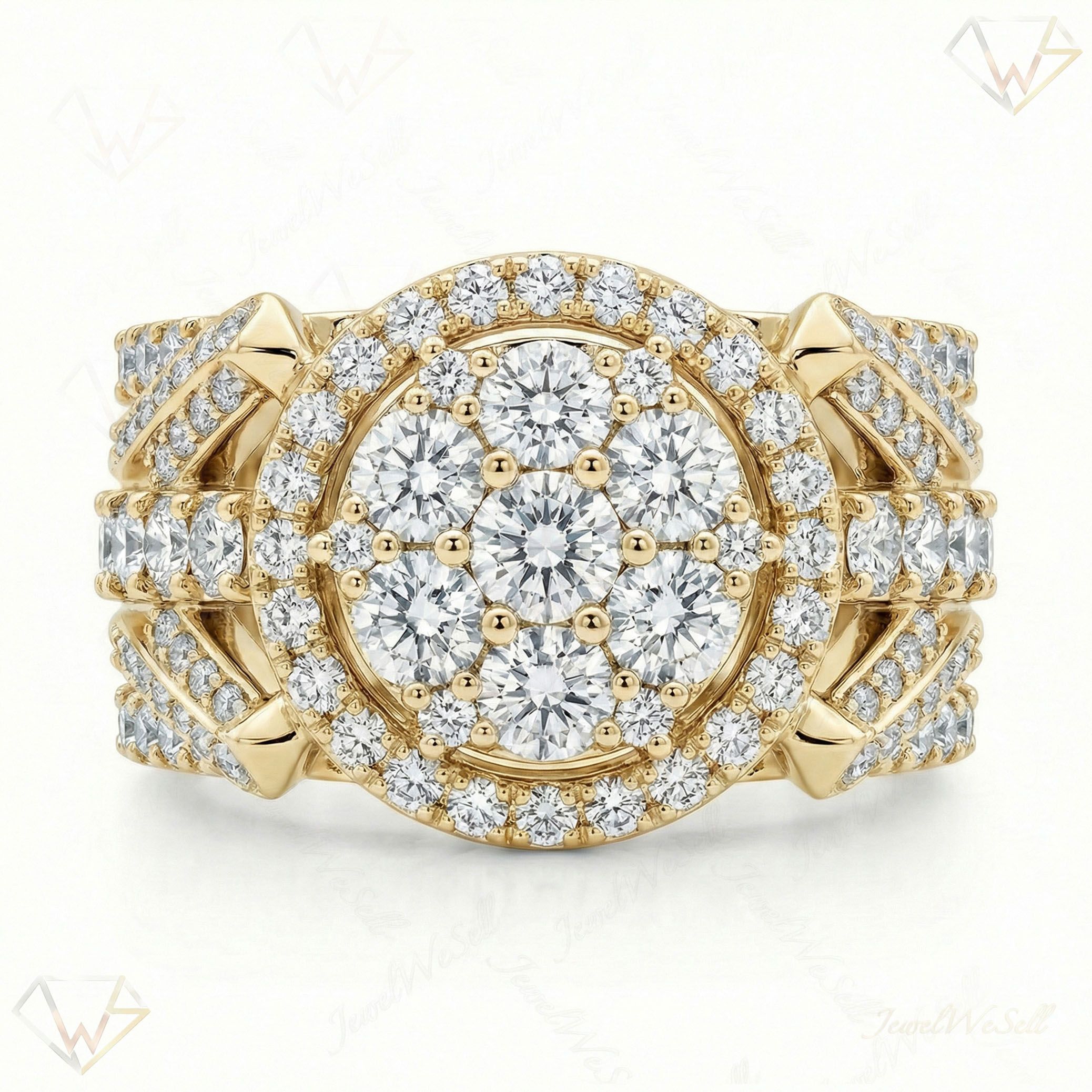 3.15 ct EF VS Lab Grown Diamond Mens Statement Ring in 10k Yellow Gold _ Sz0550 101054