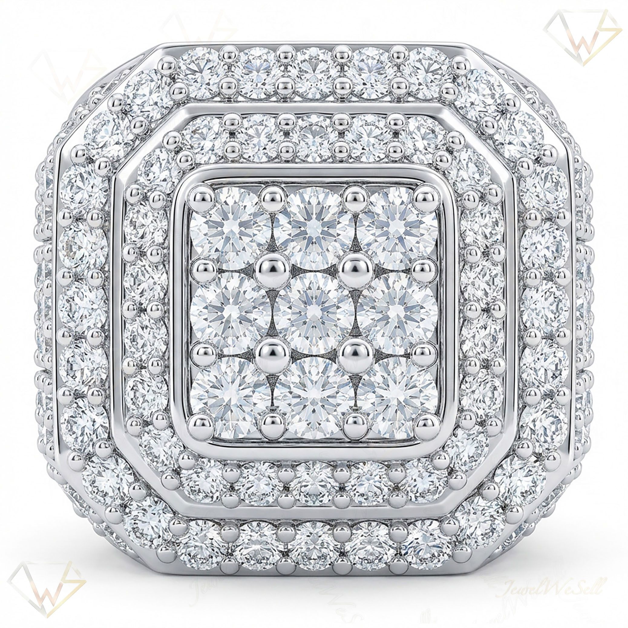 5.40 ct EF VS Lab Grown Diamond Mens Statement Ring in 10k White Gold _ Sz0825 101056