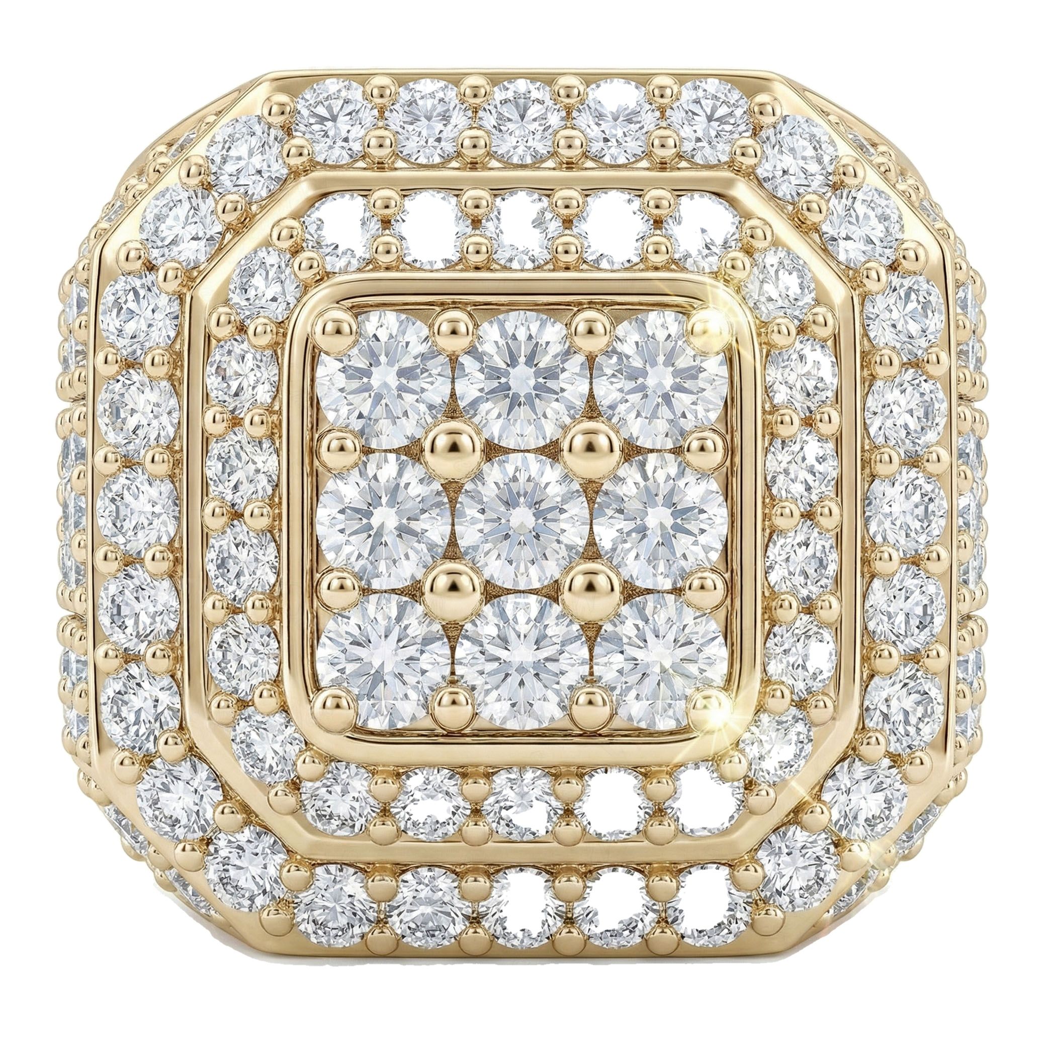 5.40 ct EF VS Lab Grown Diamond Mens Statement Ring in 10k Yellow Gold _ Sz1250 101056