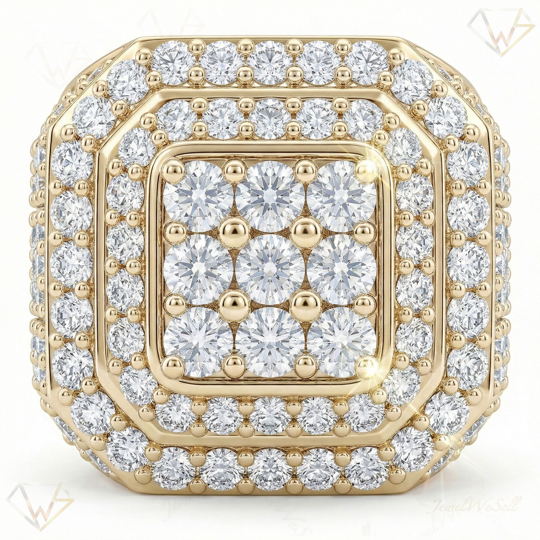 5.40 ct EF VS Lab Grown Diamond Mens Statement Ring in 14k Yellow Gold _ Sz1150 101056