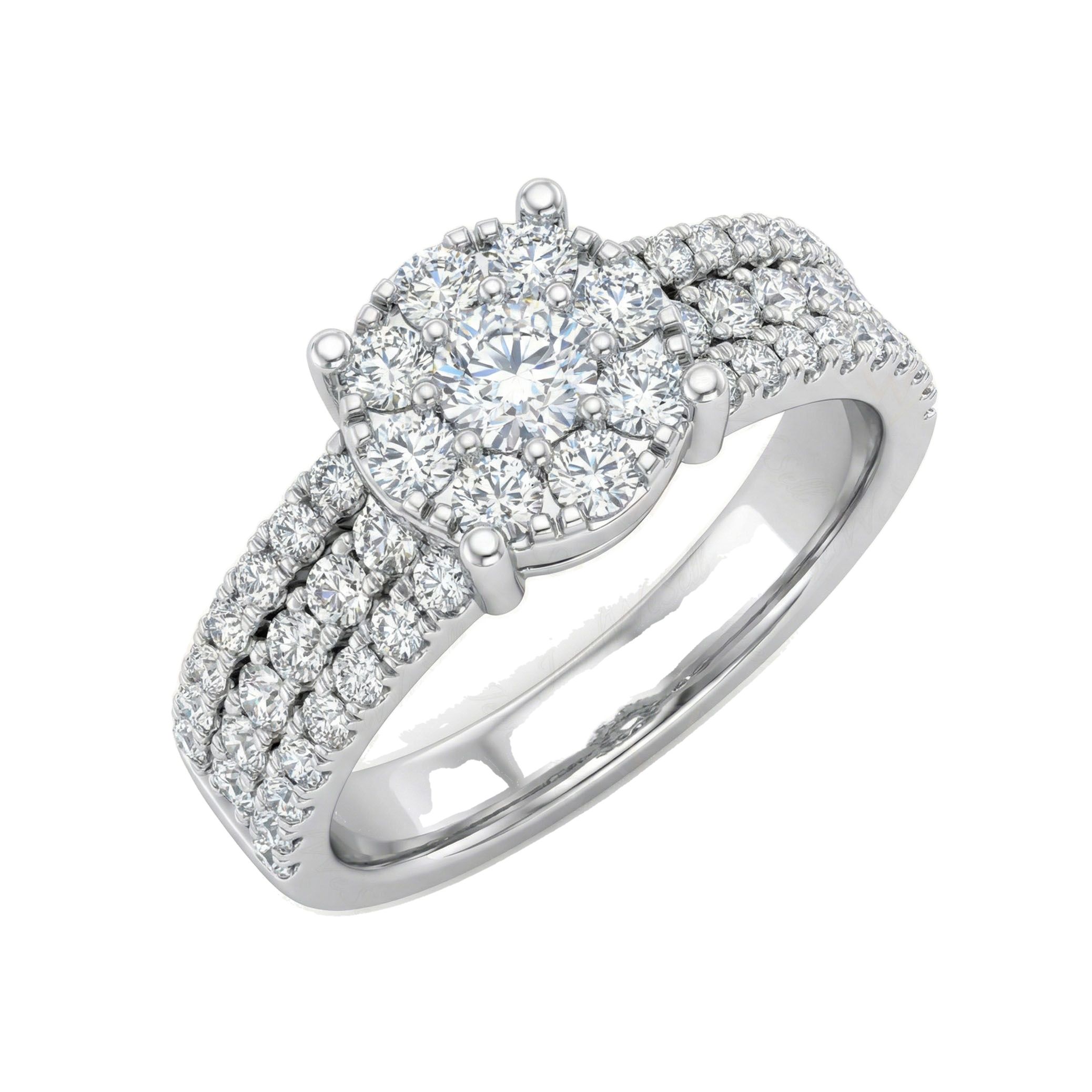 1.20 ct EF VS Lab Grown Diamond Circle Cluster Engagement Ring in 10k White Gold _ Sz0525 101091