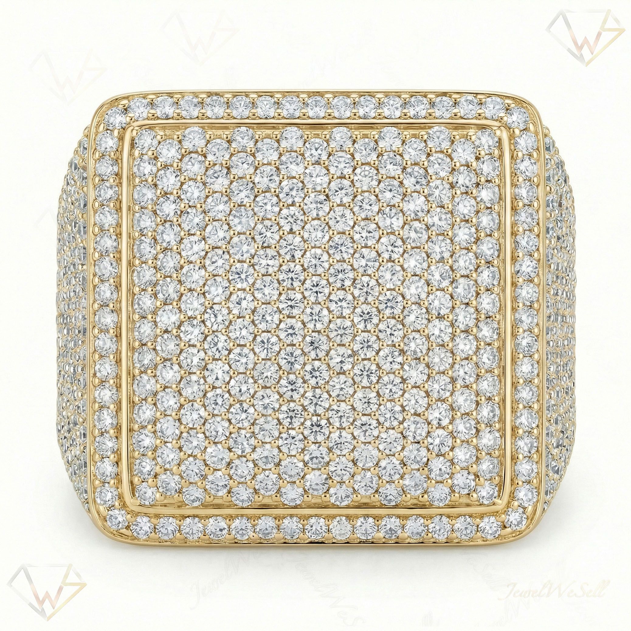 10.33 ct EF VS Lab Grown Diamond Mens Statement Ring in 14k Yellow Gold _ Sz1125 101151