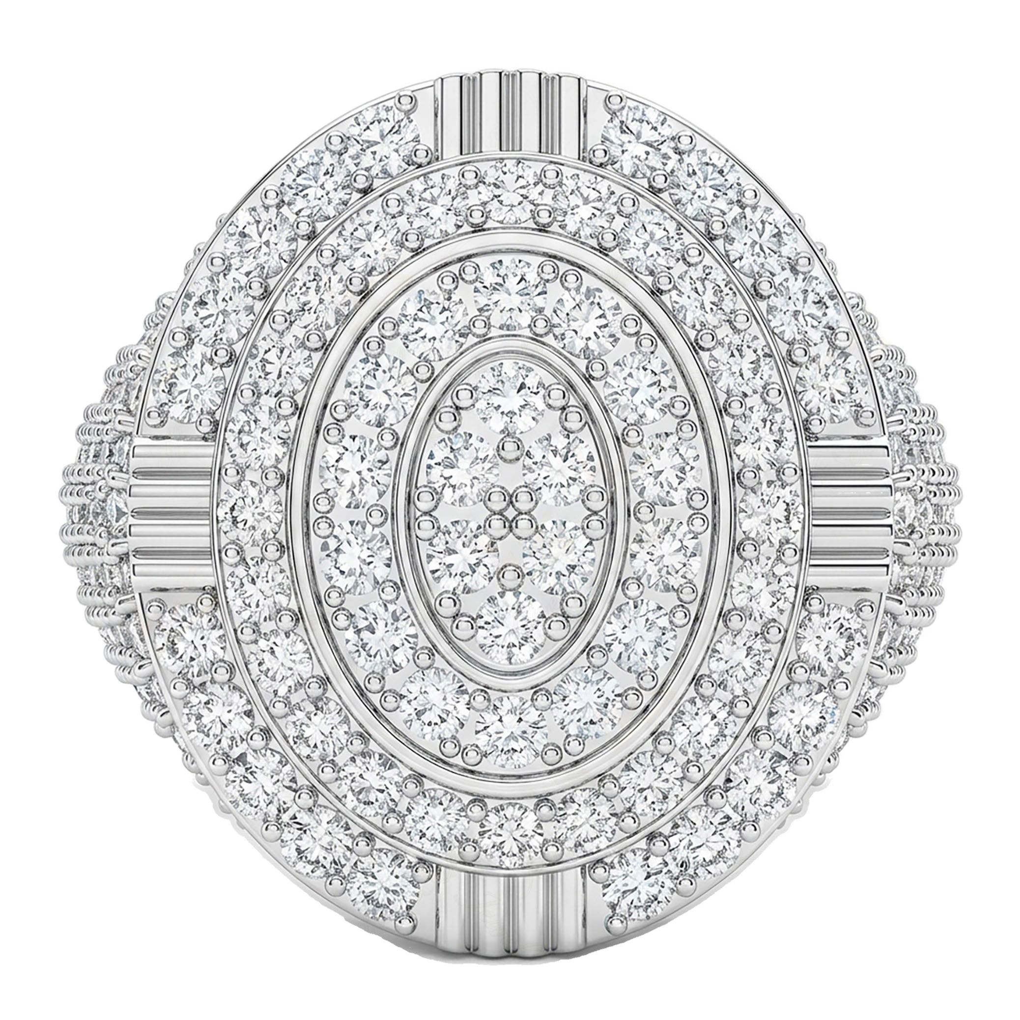 3.90 ct EF VS Lab Grown Diamond Mens Statement Ring in 14k White Gold _ Sz1275 101162