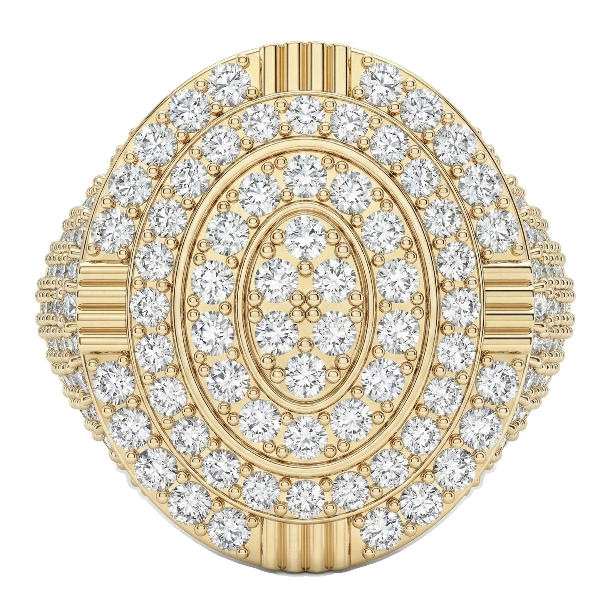 3.90 ct EF VS Lab Grown Diamond Mens Statement Ring in 10k Yellow Gold _ Sz1050 101162