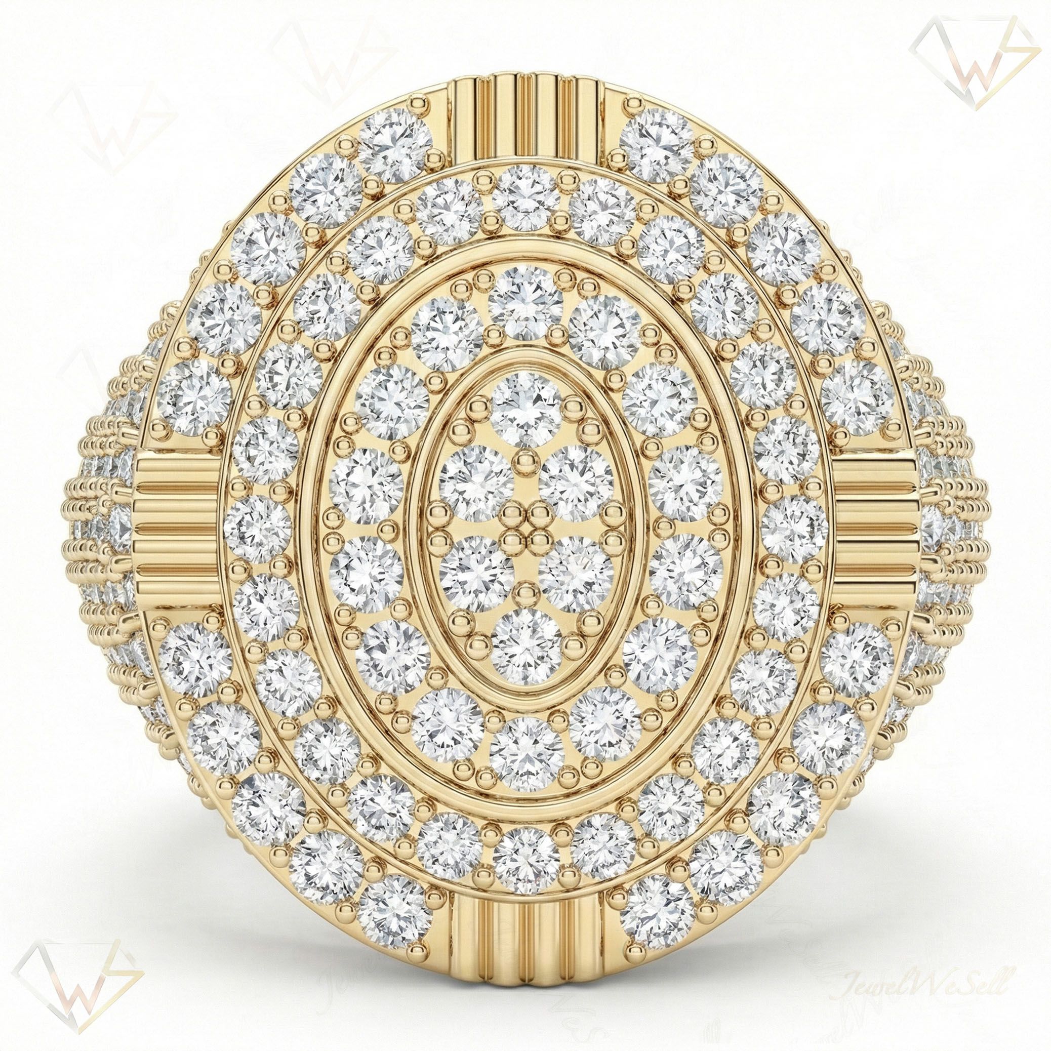 3.90 ct EF VS Lab Grown Diamond Mens Statement Ring in 10k Yellow Gold _ Sz1125 101162