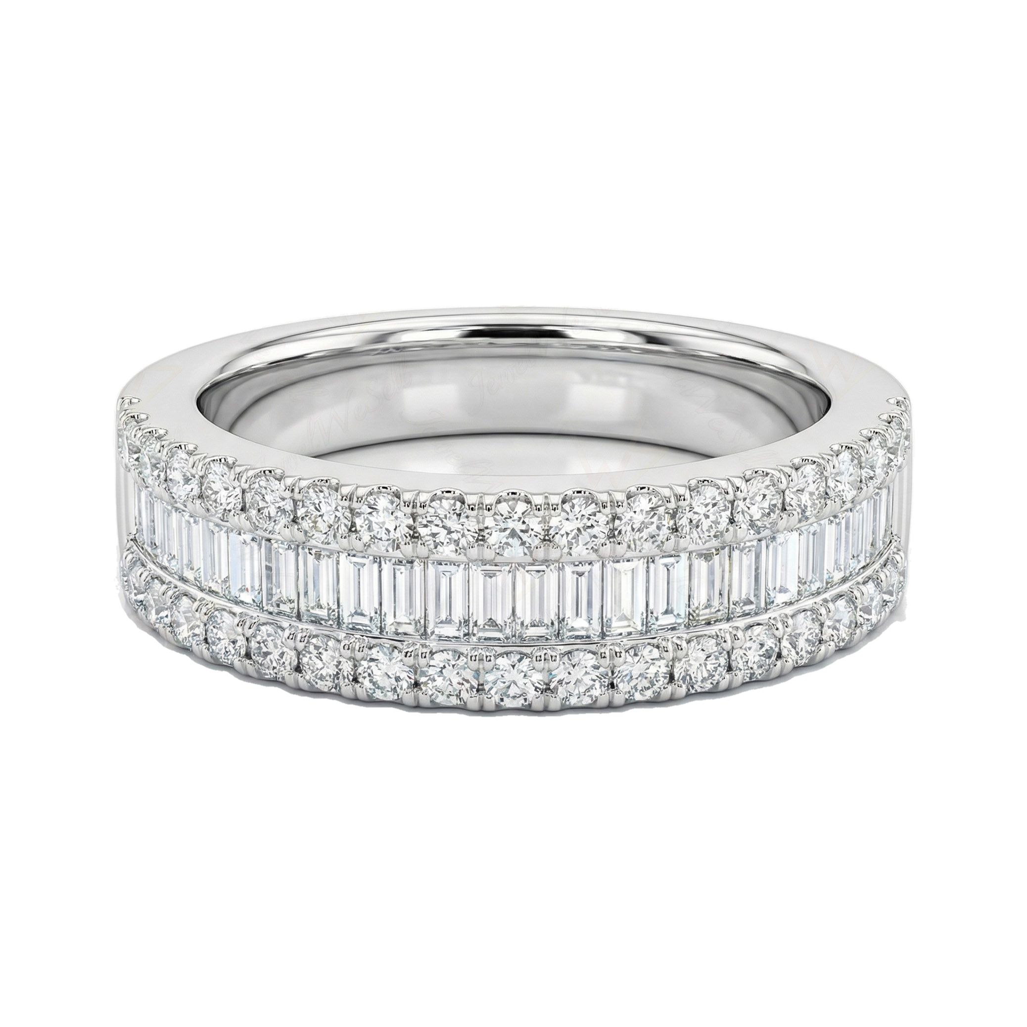 0.60 ct EF VS Lab Grown Diamond Multi Row Wedding Band in 10k White Gold _ Sz0850 101187