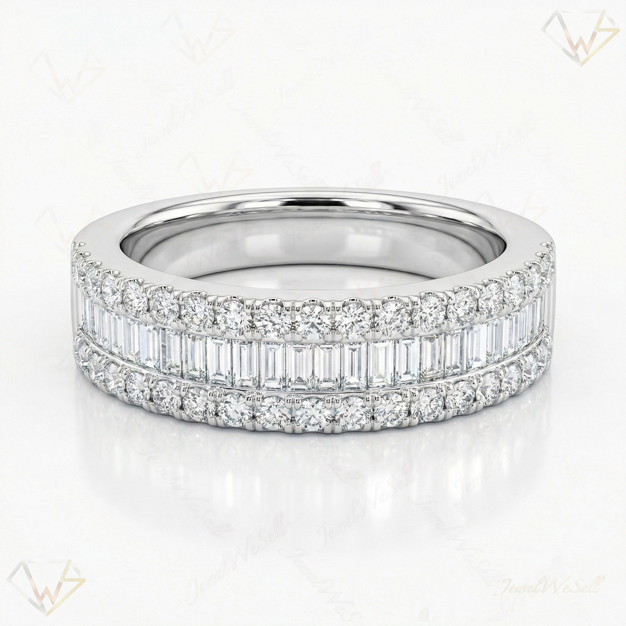 0.60 ct EF VS Lab Grown Diamond Multi Row Wedding Band in 10k White Gold _ Sz0650 101187