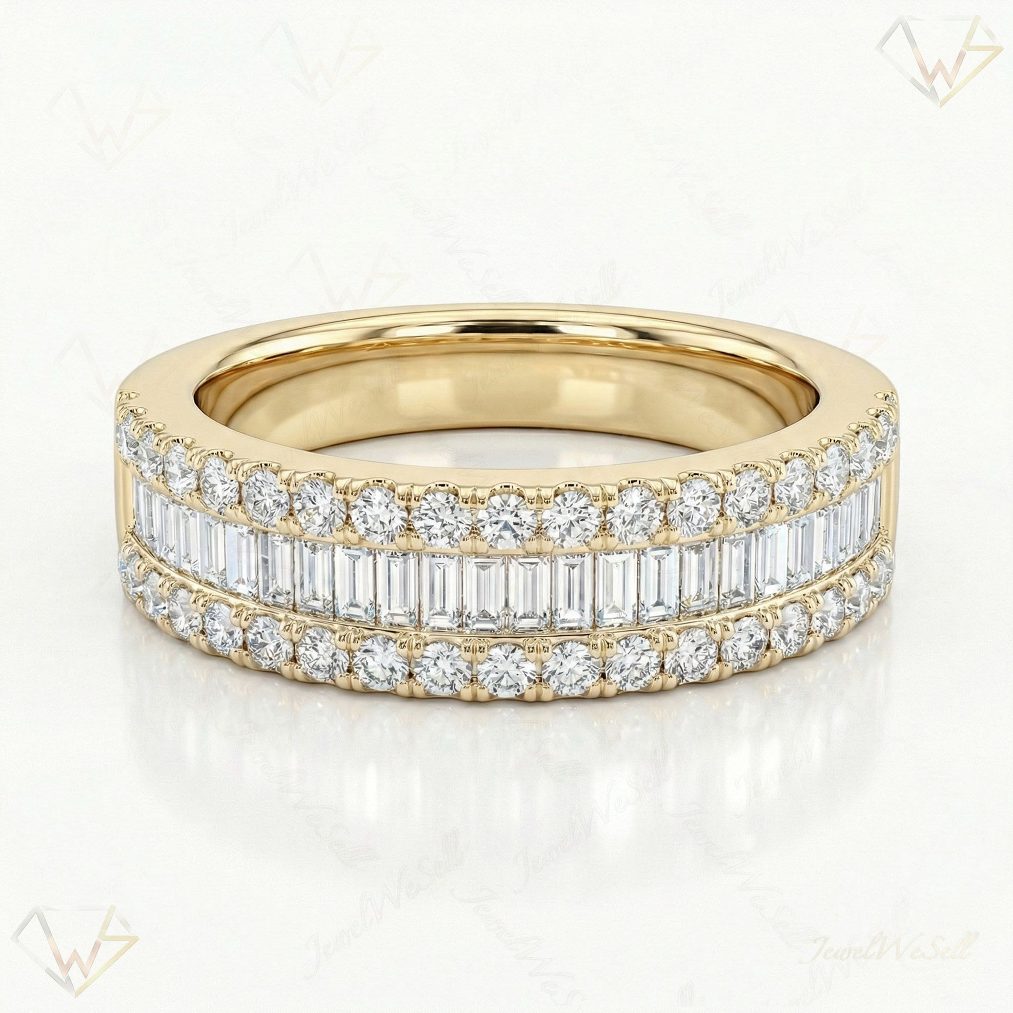 0.60 ct EF VS Lab Grown Diamond Multi Row Wedding Band in 14k Yellow Gold _ Sz0700 101187